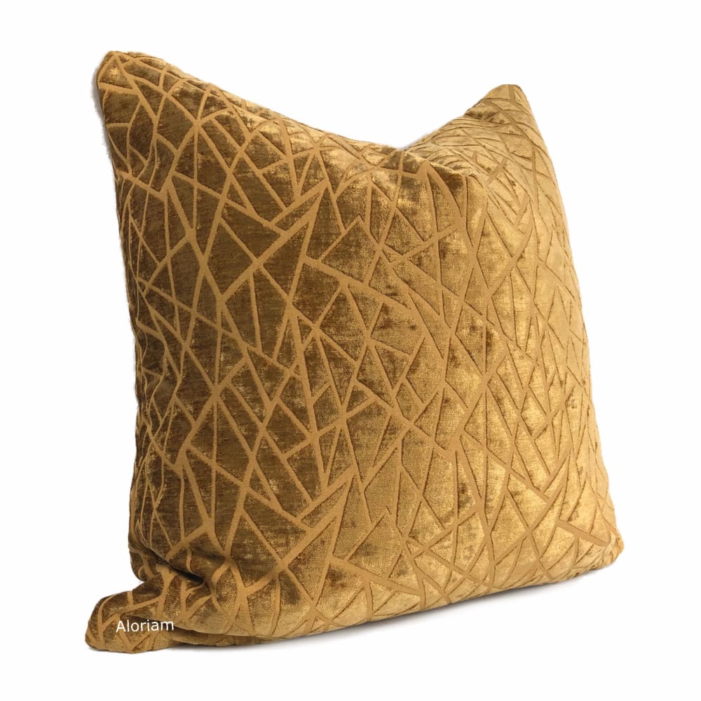 Fractal Golden Amber Modern Geometric Chenille Pillow Cover - Soft Decorative Throw Pillow Case for Sofa, Bed, Couch - Home Decor Accent for Living Room, Bedroom, Office