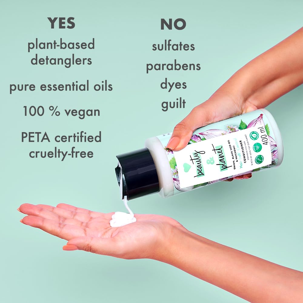Love Beauty & Planet Onion Oil & Blackseed Oil Hair Conditioner with Patchouli Essential Oil - Hair Fall Control, Paraben & Dye Free (200ml) - Perfect for Dry, Damaged Hair & Scalp Care