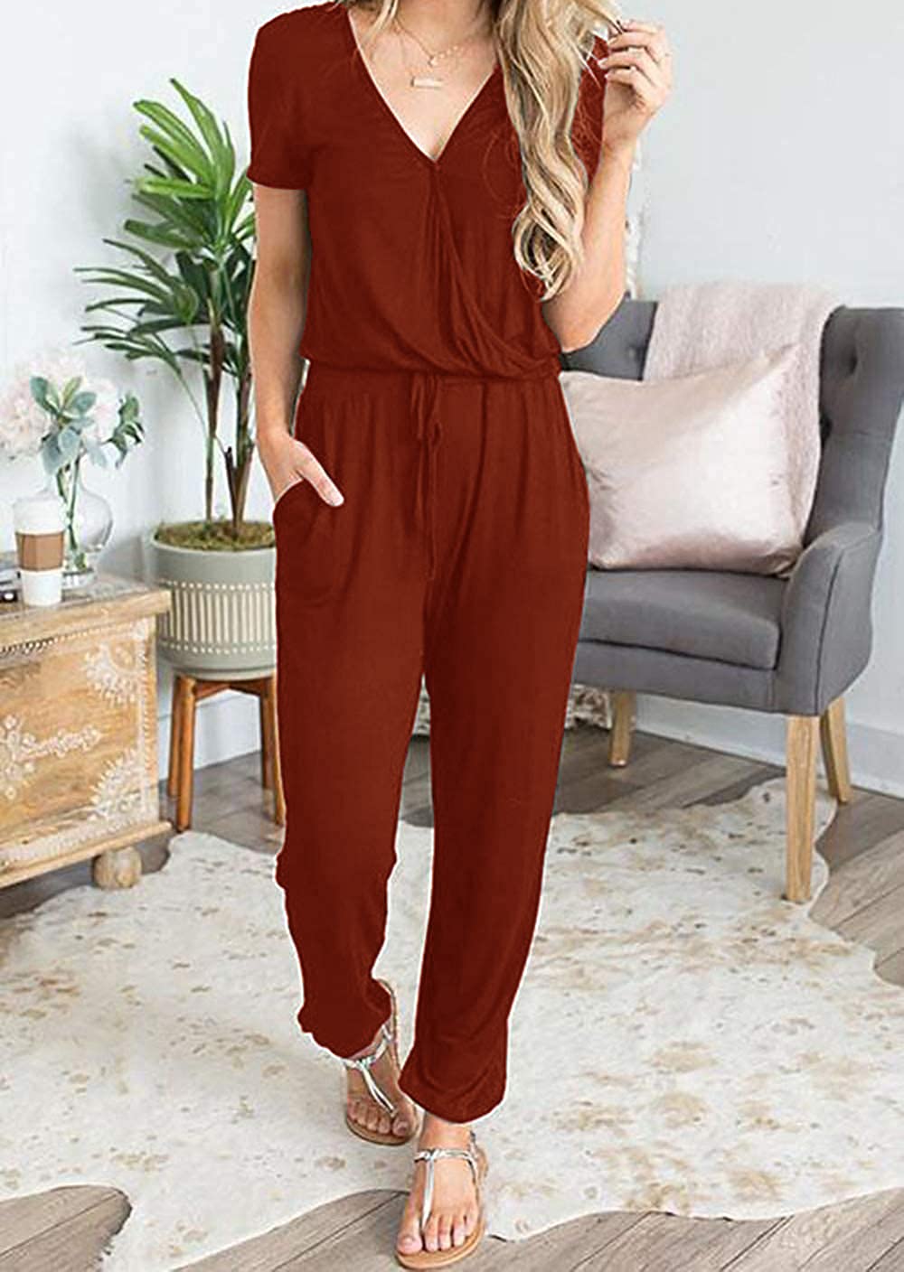 PRETTYGARDEN Women's Jumpsuits 2025 - Casual Short Sleeve Romper for Spring Summer | Airport Travel Outfit, Beach Vacation Dressy Wear | Perfect for Weekend Getaways & Outdoor Adventures