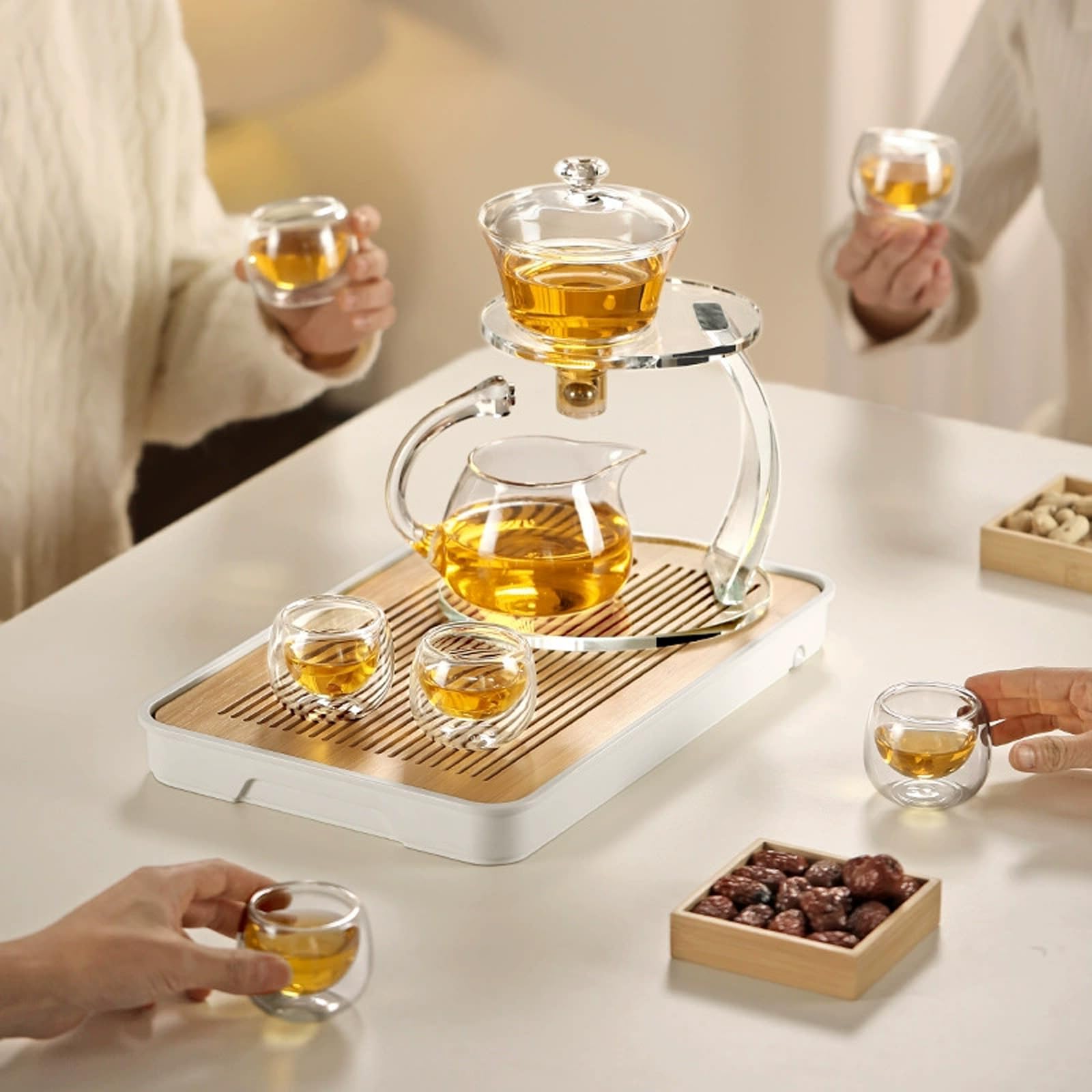 Premium Magnetic Teapot - Lazy Semi-Automatic Glass Tea Infuser with Heat-Resistant Borosilicate Glass - Ideal for Brewing Loose Leaf Tea, Blooming Flower Tea & Herbal Tea - Perfect Tea Maker Gift Set for Home, Office, Meditation & Holiday Gifting