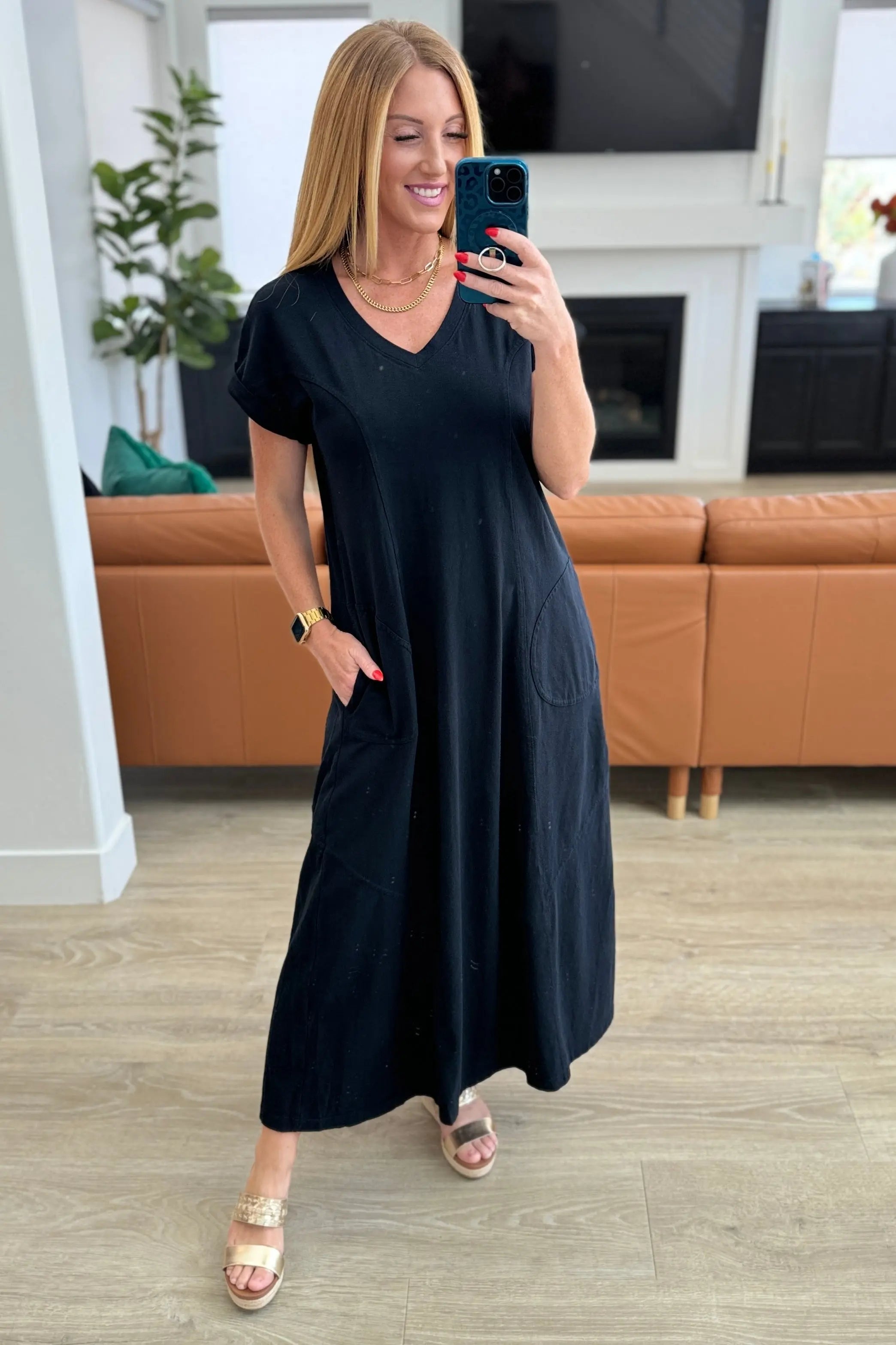 Modern Maritime Shift Maxi Dress in Black | Flowy Beach Cover Up & Summer Vacation Outfit