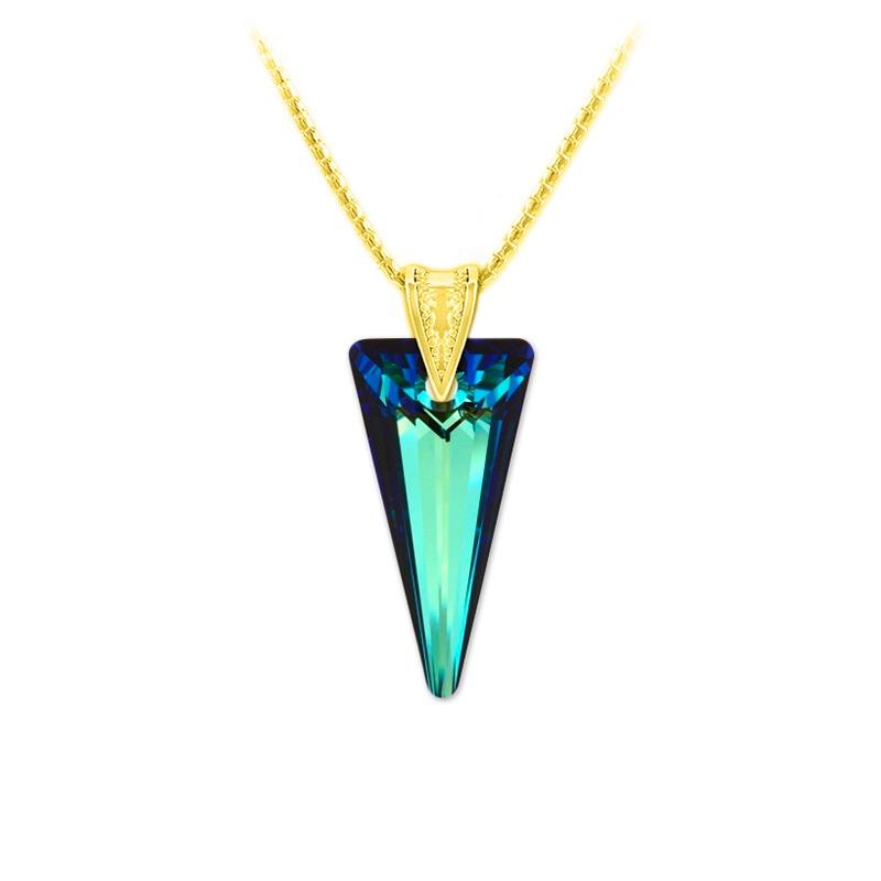 24K Gold Bermuda Blue Stone Pendant Necklace Set - Elegant Jewelry for Women, Perfect for Weddings, Parties & Special Occasions