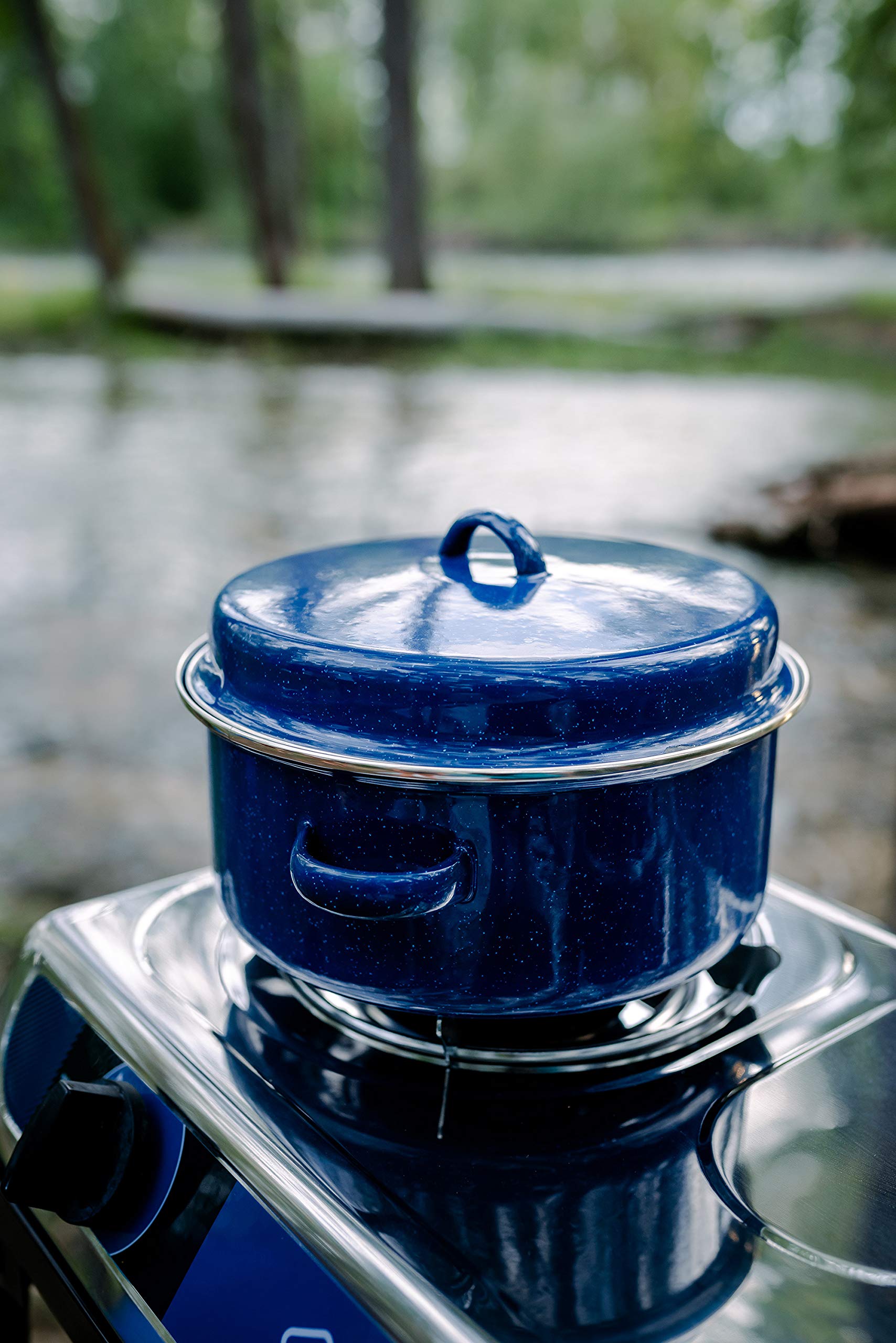 Stansport Enamel Camping Cook Pot - Durable Outdoor Cooking Pot for Camping, Hiking & Backpacking - Perfect for Boiling Water, Cooking Meals & Outdoor Adventures
