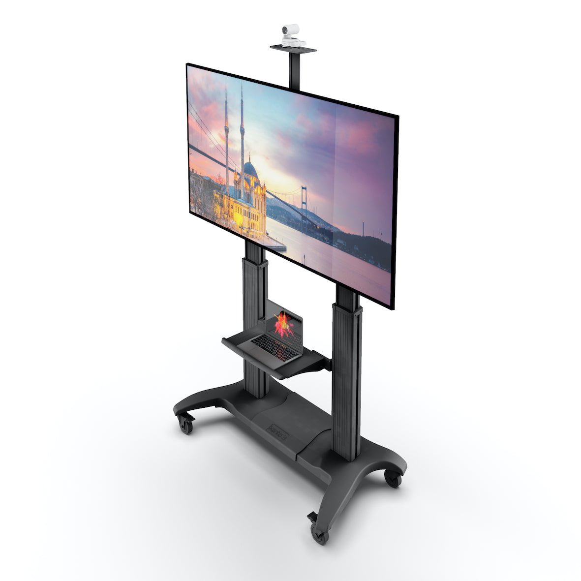 Kanto MTMA100PL Mobile TV Stand Cart with Wheels - Adjustable Height Rolling TV Mount for 32-65 Inch Flat Screen TVs - Perfect for Living Room, Bedroom, or Classroom Use