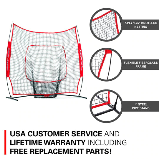 Rukket Sock It! 7' x 7' Baseball Practice Net for Hitting & Pitching - Portable Backstop Training for Backyard, Field & Cage Use