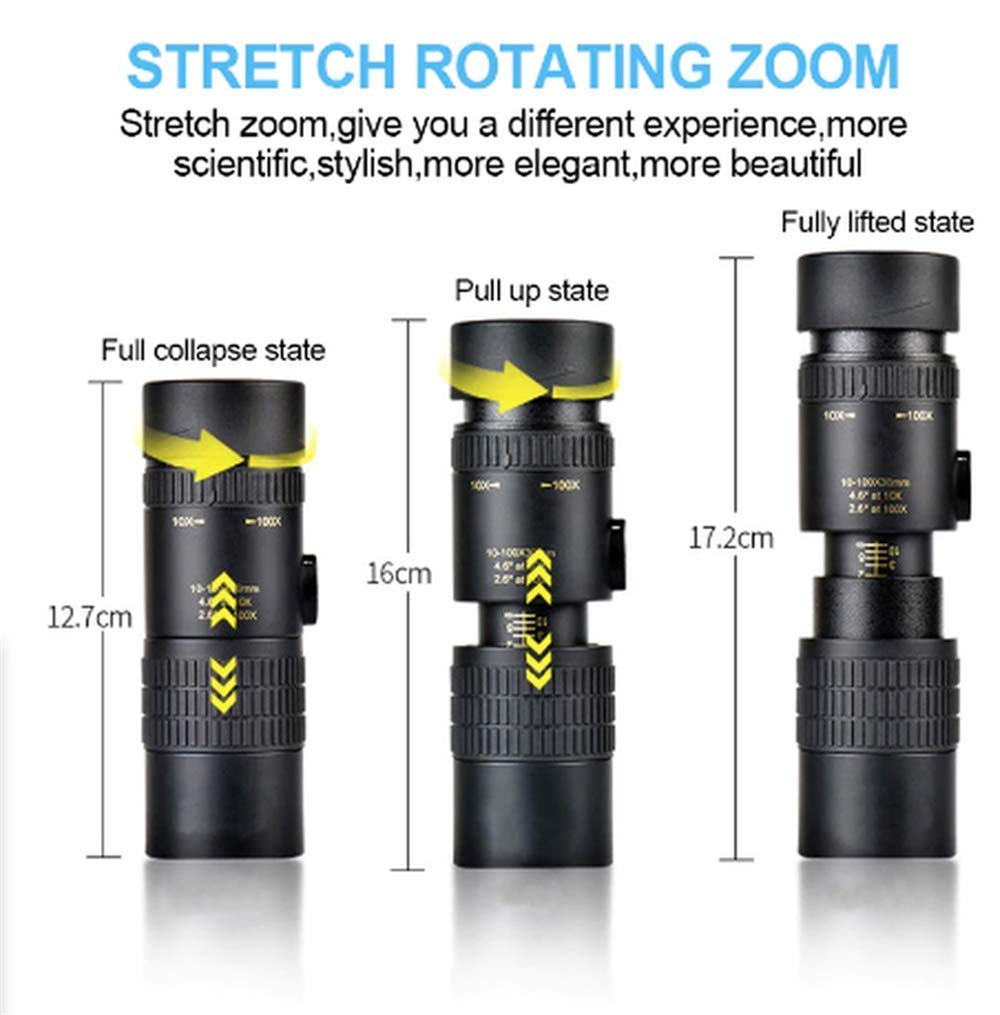 4K 10-300X40mm Waterproof Fogproof Monocular Telescope with Smartphone Adapter & Tripod - High Power Zoom for Bird Watching, Hunting, Camping, Travel, Hiking | Perfect for Outdoor Adventures & Wildlife Observation