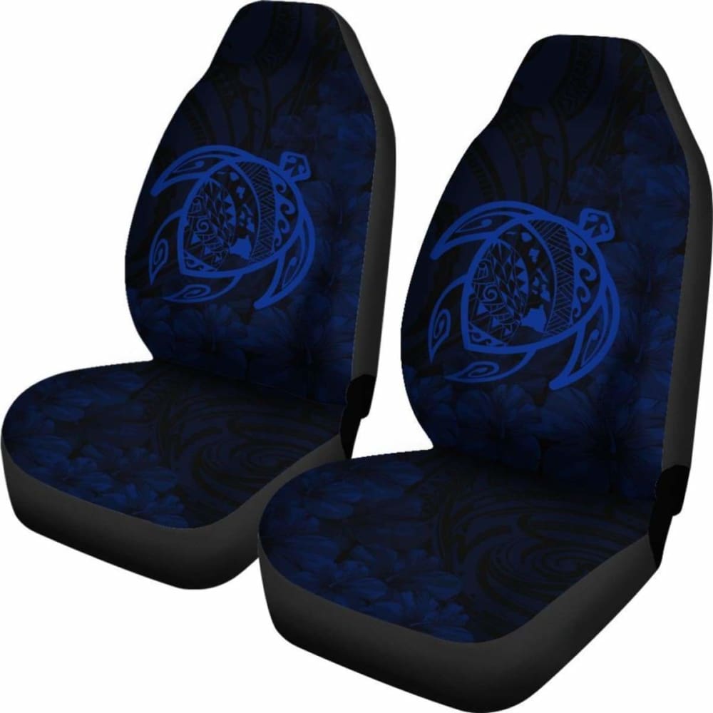 Premium Alohawaii Car Seat Covers - Hawaiian Turtle Map & Hibiscus Print Polyester Blue Car Accessories for Jeep, Truck & SUV - Waterproof & Comfortable Seat Protectors for Beach Trips & Tropical Adventures