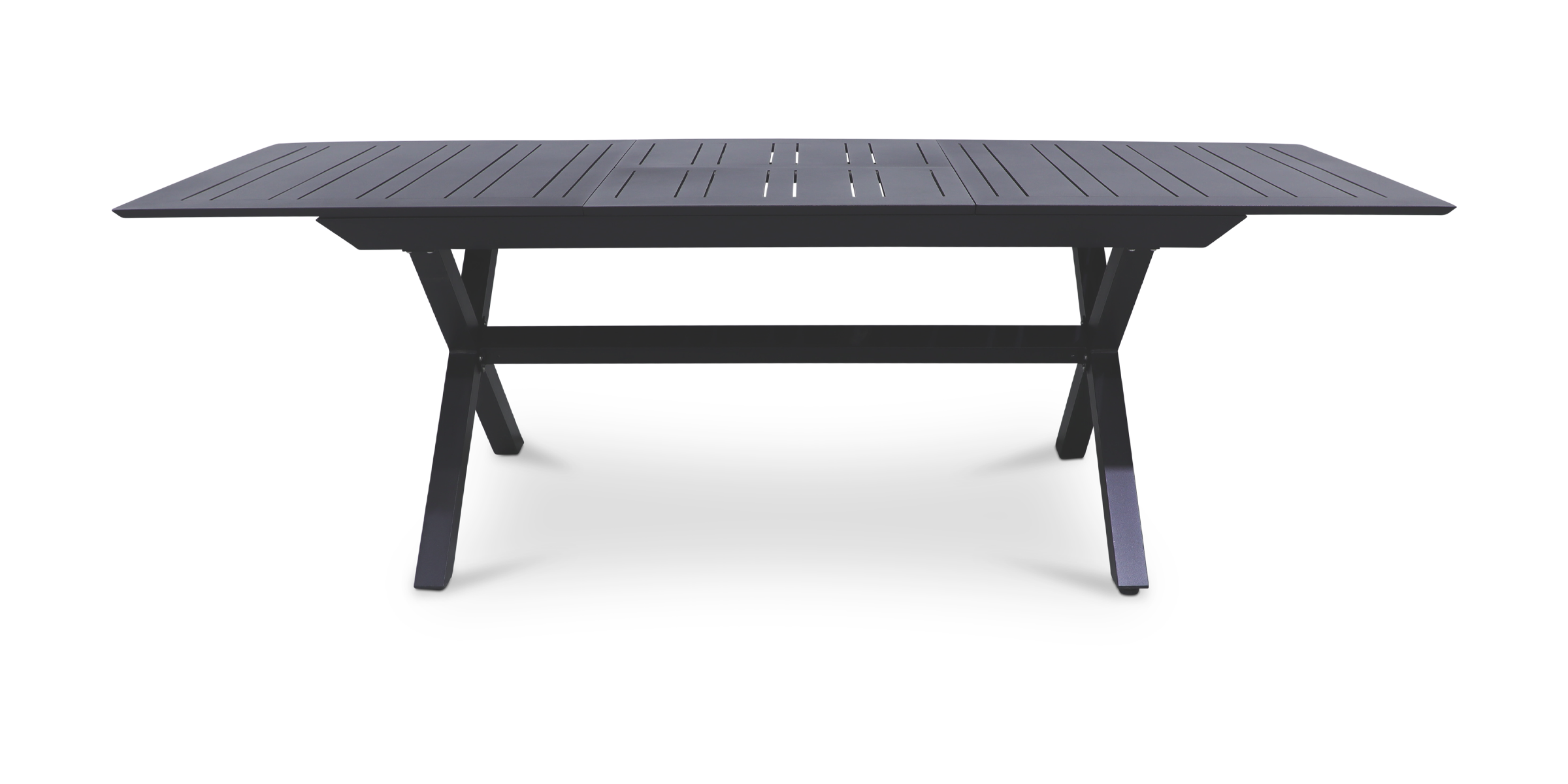 Gunmetal Caribbean Outdoor Extension Table with Salerno UV-Resistant Plastic Chairs (PP) - Perfect for Patio, Deck, Garden & Poolside Dining