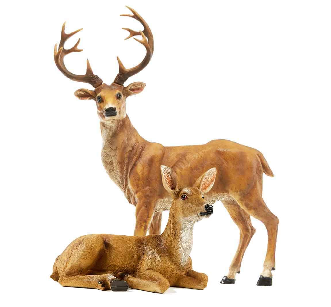 XTAPAN Resin Deer Figurine Set - Standing Male & Female Deer Statue for Home Garden, Lawn, Patio, Outdoor Decor - Perfect for Yard Ornaments, Wildlife Theme Decorations, and Nature-Inspired Gifts