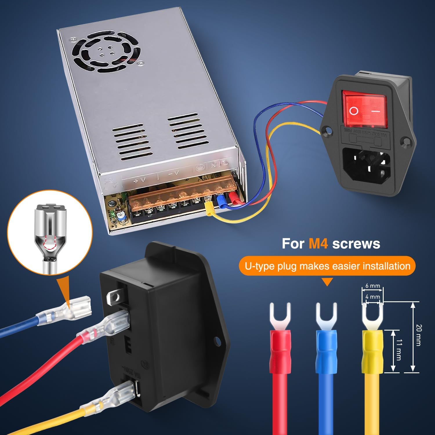 10A 250V AC Power Socket Inlet - Heavy Duty IEC320 C14 Plug Connector for Computers, Servers & Home Appliances - Perfect for Power Supplies, UPS Systems & Audio Equipment