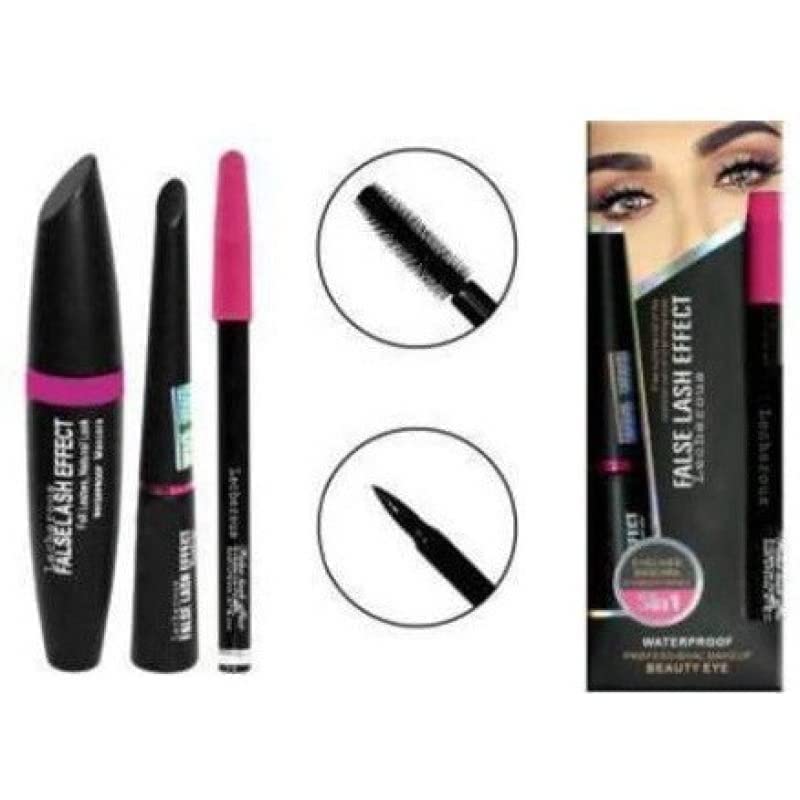 Waterproof Eyeliner Set - 36H Long Lasting Liquid Eyeliner, Mascara & Eyebrow Pencil (18ml, Black) | Smudge-Proof Makeup for Swimming, Gym & All-Day Wear