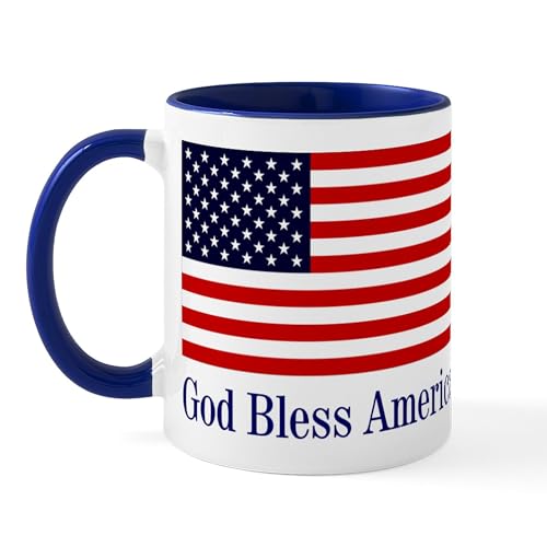 White/Navy Inside - God Bless America Mug