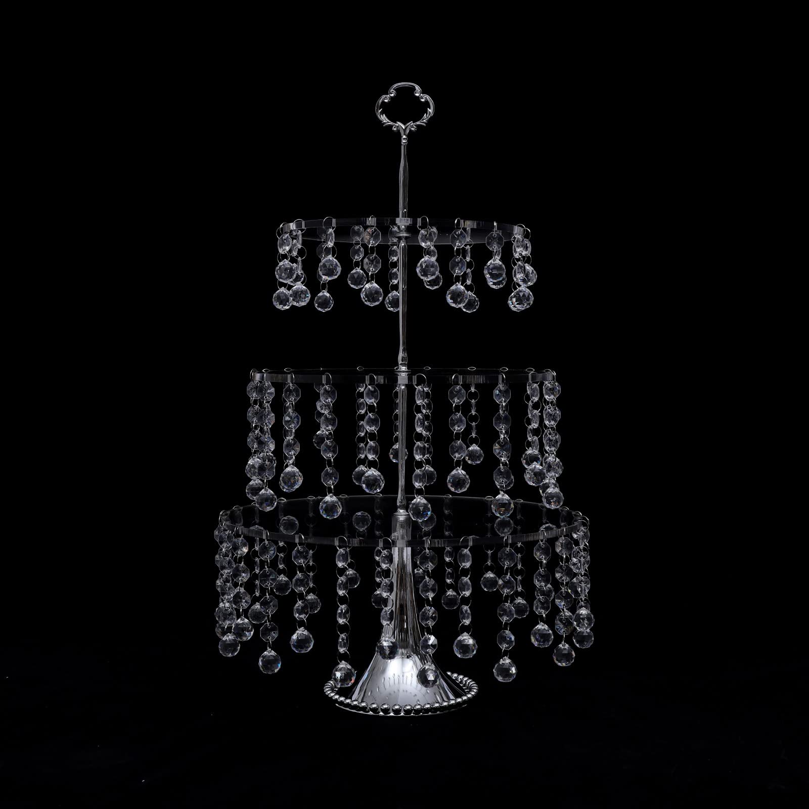 4-Tier Wedding Cake Stand Set with Hanging Crystal Pendants & Acrylic Plates - Elegant Dessert Display Tower for Birthday Party, Anniversary, Bridal Shower Decorations - Perfect for Wedding Receptions, Baby Showers, and Special Event Centerpieces