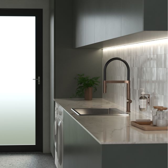 Caroma Liano II Pull Down Kitchen Faucet with Dual Spray Function - Brushed Bronze Finish | Perfect for Modern Farmhouse & Contemporary Kitchen Sinks