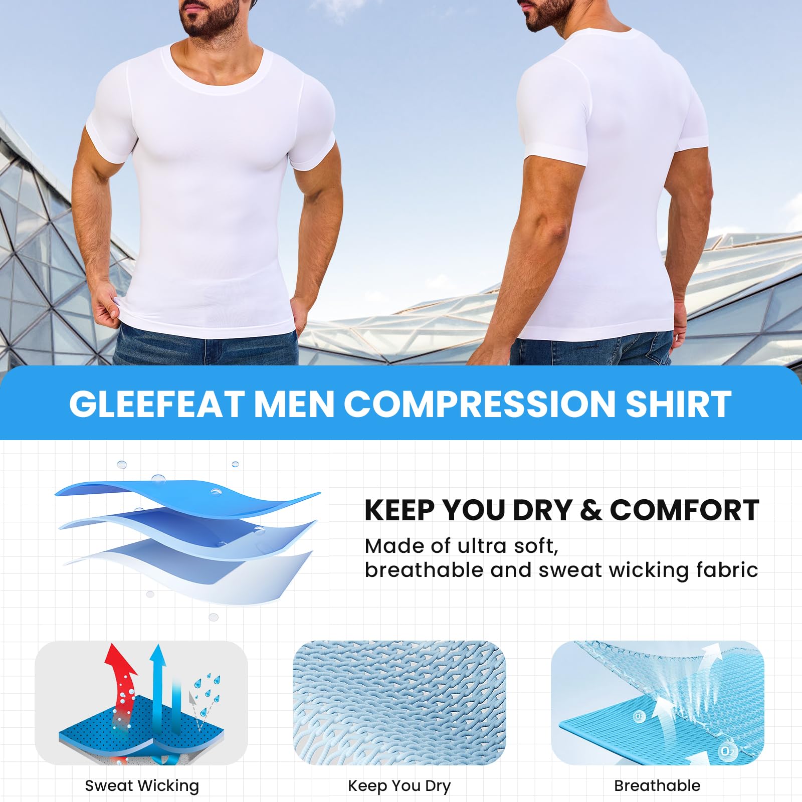 Men's Compression Shirt - Slimming Body Shaper for Tummy Control & Gynecomastia | Gym & Daily Wear