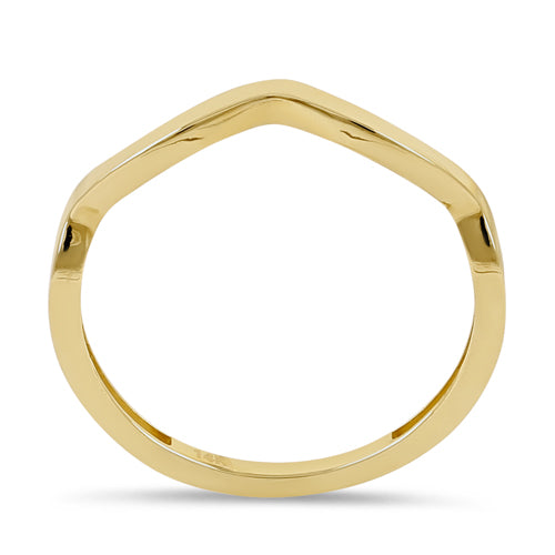 14K Solid Yellow Gold Wave Ring for Women - Elegant Stackable Minimalist Jewelry for Everyday Wear, Gifts & Special Occasions