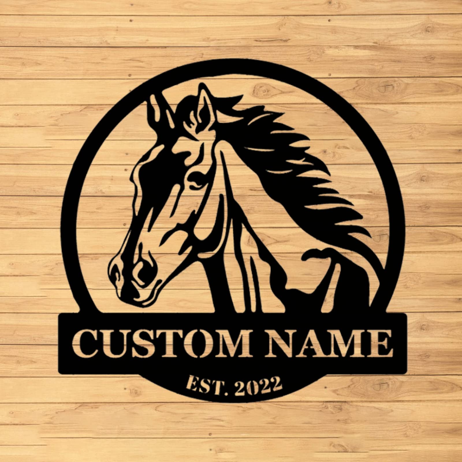 Custom Personalized Metal Wall Art - Horse Farm Name Sign - Unique Gift for Horse Lovers - Rustic Home & Barn Decor for Western Style Living Rooms, Stables & Equestrian Centers