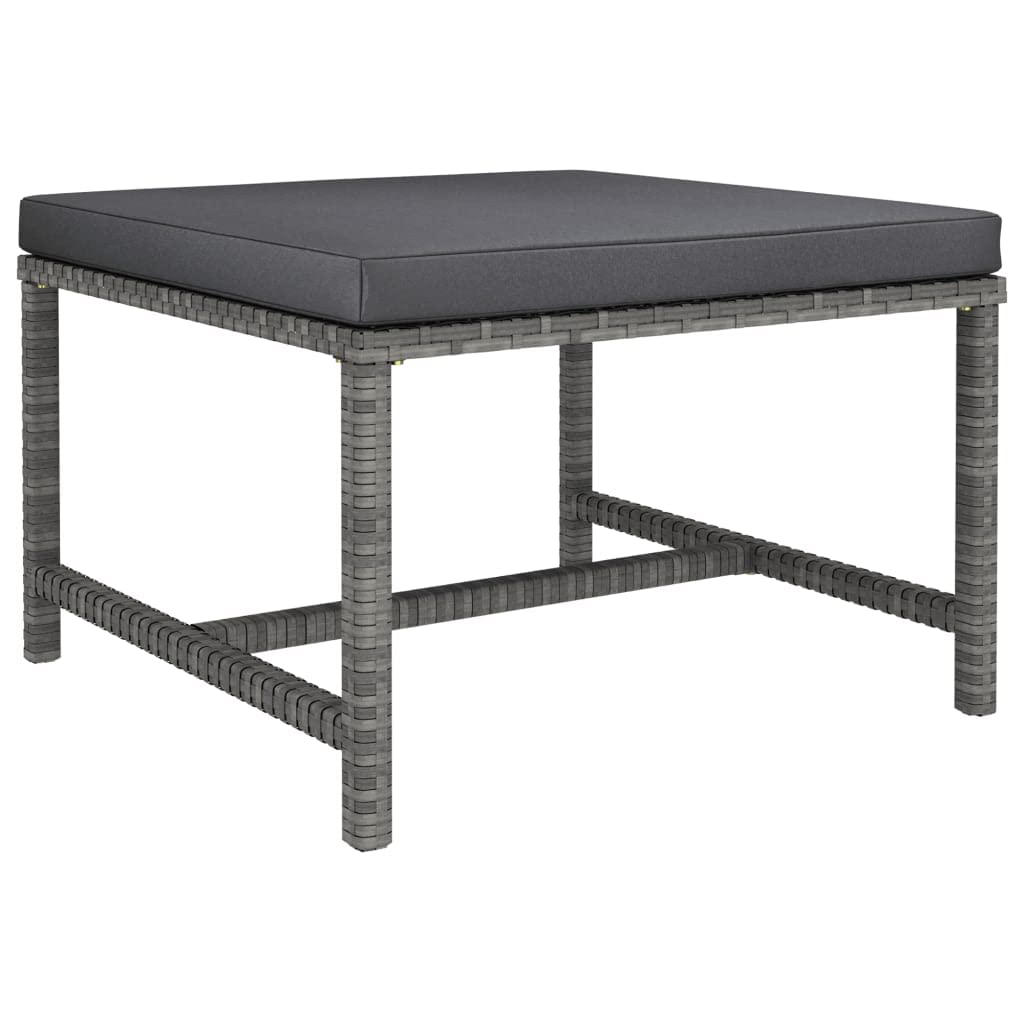 8-Piece Gray Patio Lounge Set with Comfortable Cushions & Footstools - Waterproof Poly Rattan Outdoor Furniture for Garden, Poolside & Backyard Relaxation