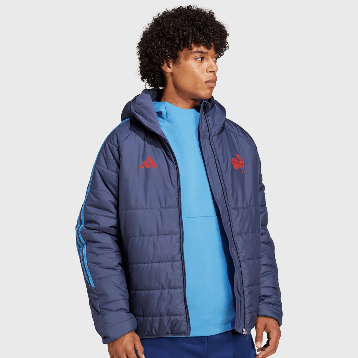 Adidas France Rugby Winter Jacket for Men - Waterproof Windproof Insulated Coat for Cold Weather - Perfect for Rugby Matches, Outdoor Sports & Winter Activities