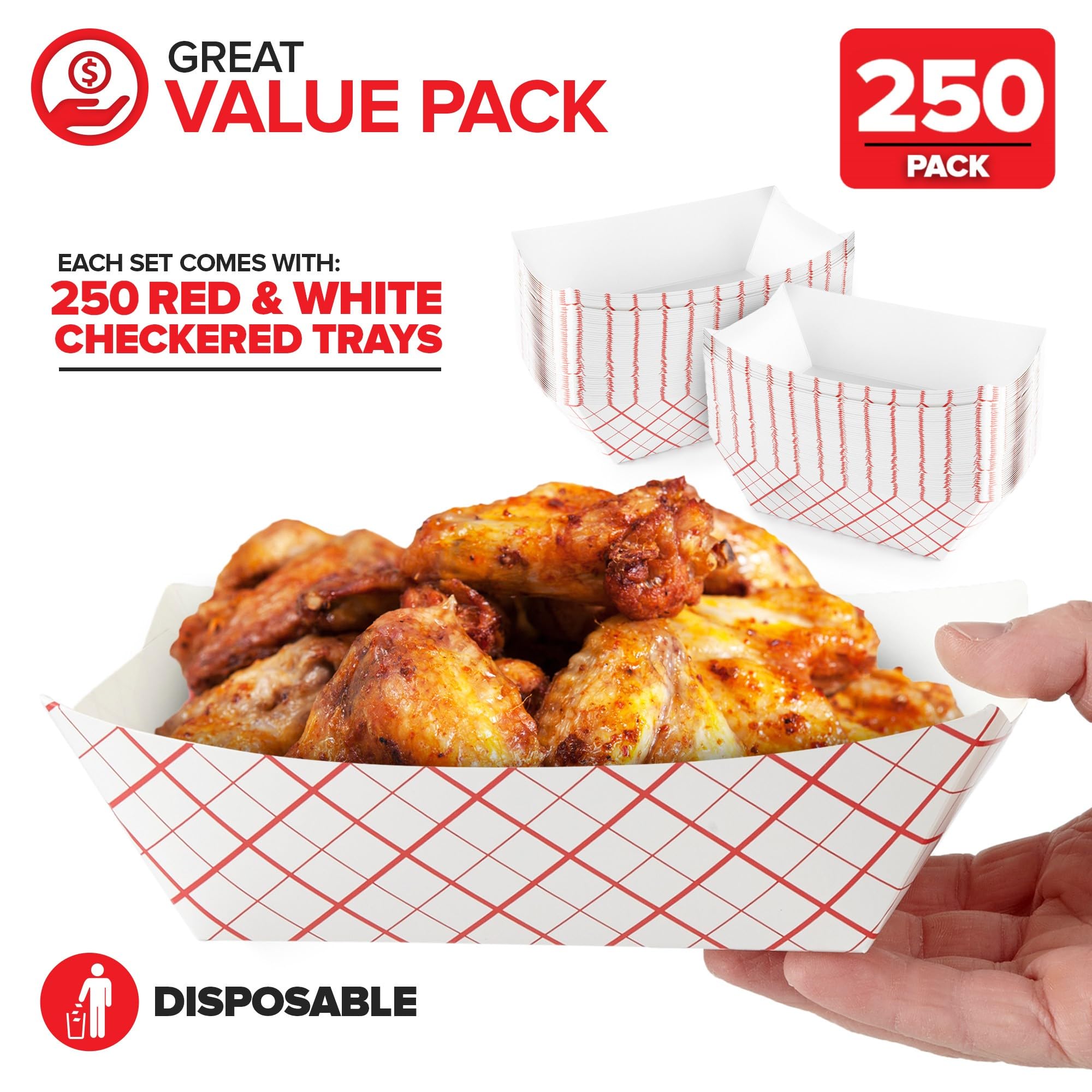 250-Pack Large Disposable Paper Food Boats (5.75