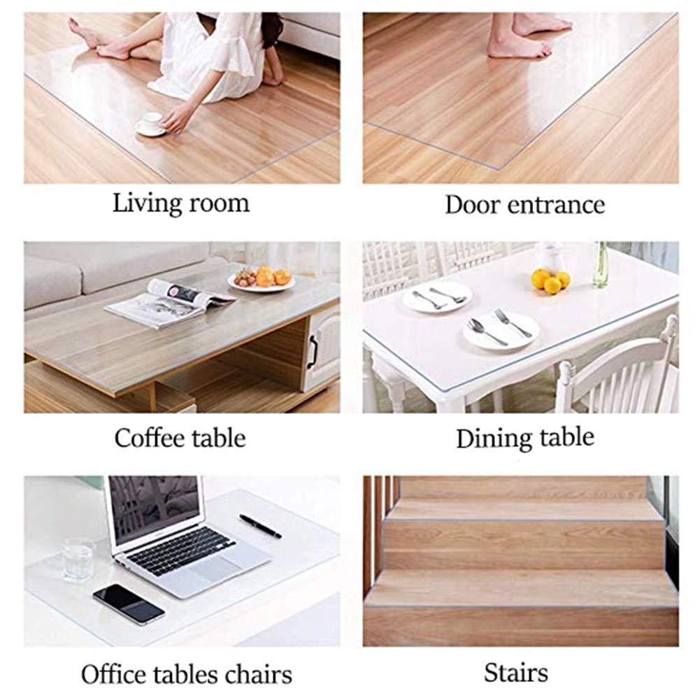 HYCH Round Plastic Chair Mat for Hardwood Floors - Non-Slip, Oil-Proof PVC Transparent Floor Protector (1.5mm Thick, 47 Inches) - Perfect for Home Office, Dining Room & Hard Surface Floor Protection