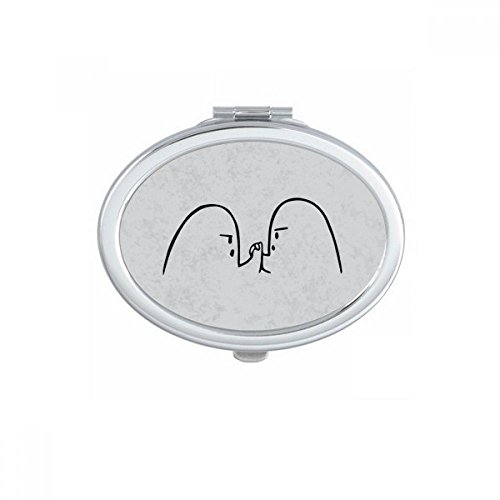 DIYthinker Black Cute Oval Mirror - Portable Foldable Double-Sided Wrist Wrestling & Makeup Mirror for Travel, Gym, and Home Vanity (Happy Chat Design)