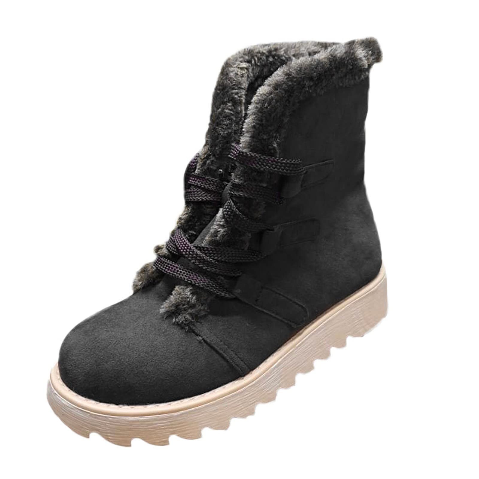 HCJYAL Women's Waterproof Rain Boots - Warm Winter Snow Boots with Round Toe & High Cut Design - Lace-Up Fashion Boots for Women | Perfect for Rainy Days, Snowy Weather & Outdoor Activities
