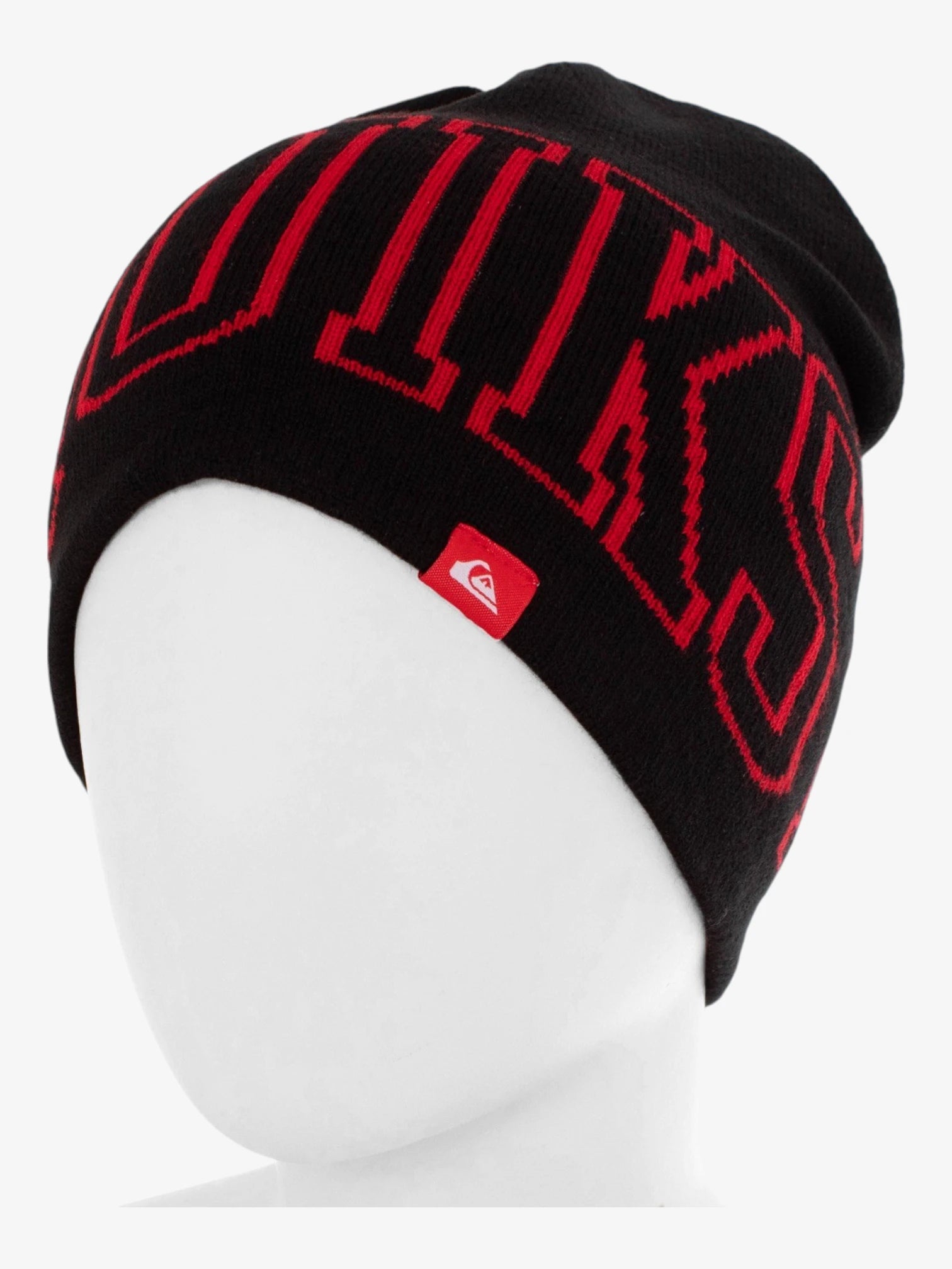Quiksilver Griff Beanie - Black & Red Winter Hat for Men & Women - Warm Knit Skull Cap for Skiing, Snowboarding & Outdoor Activities