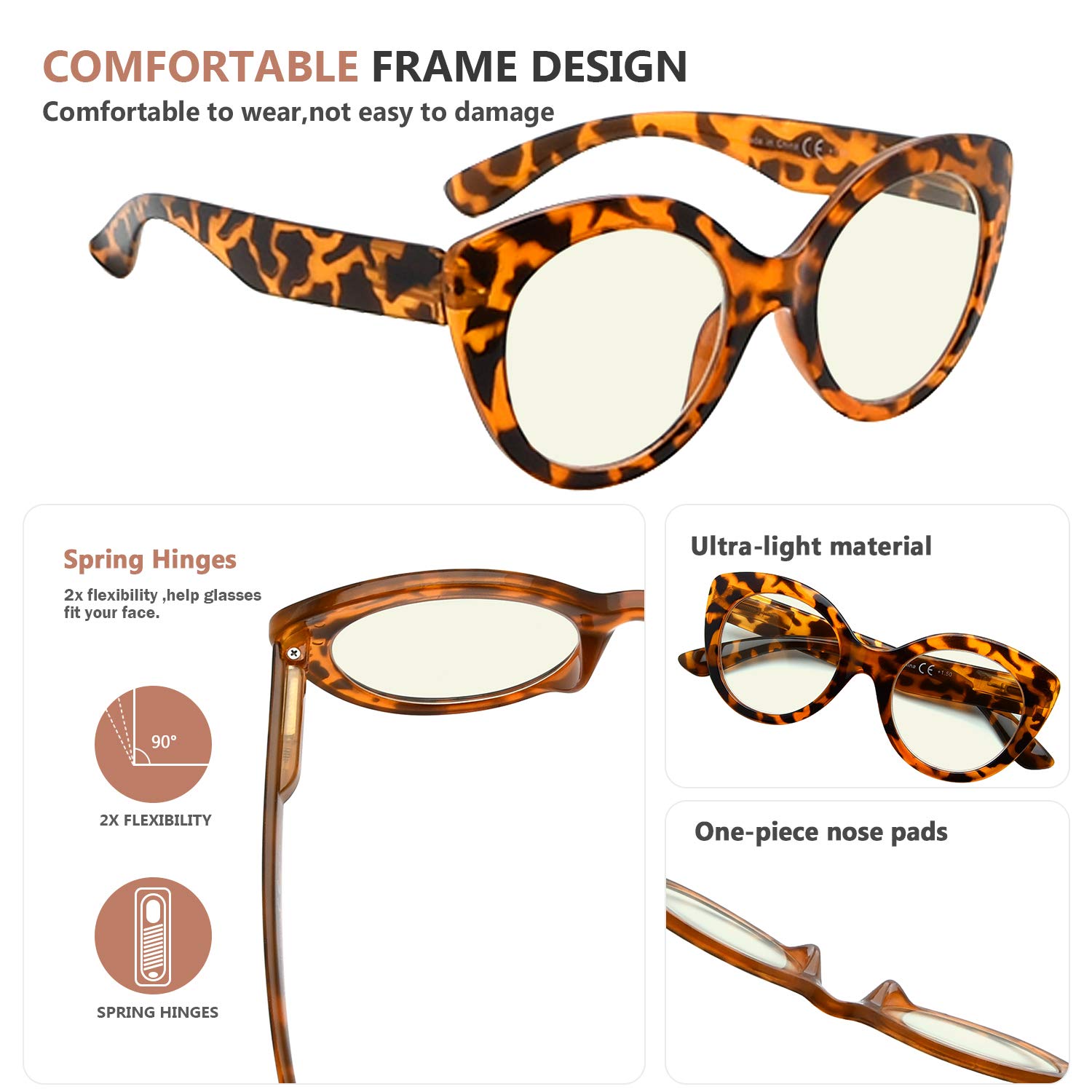 Eyekepper Oversize Blue Light Blocking Glasses for Women - Round Computer Reading Glasses with UV Protection (2 Pack) - Reduce Eye Strain for Office Work, Gaming & Screen Time