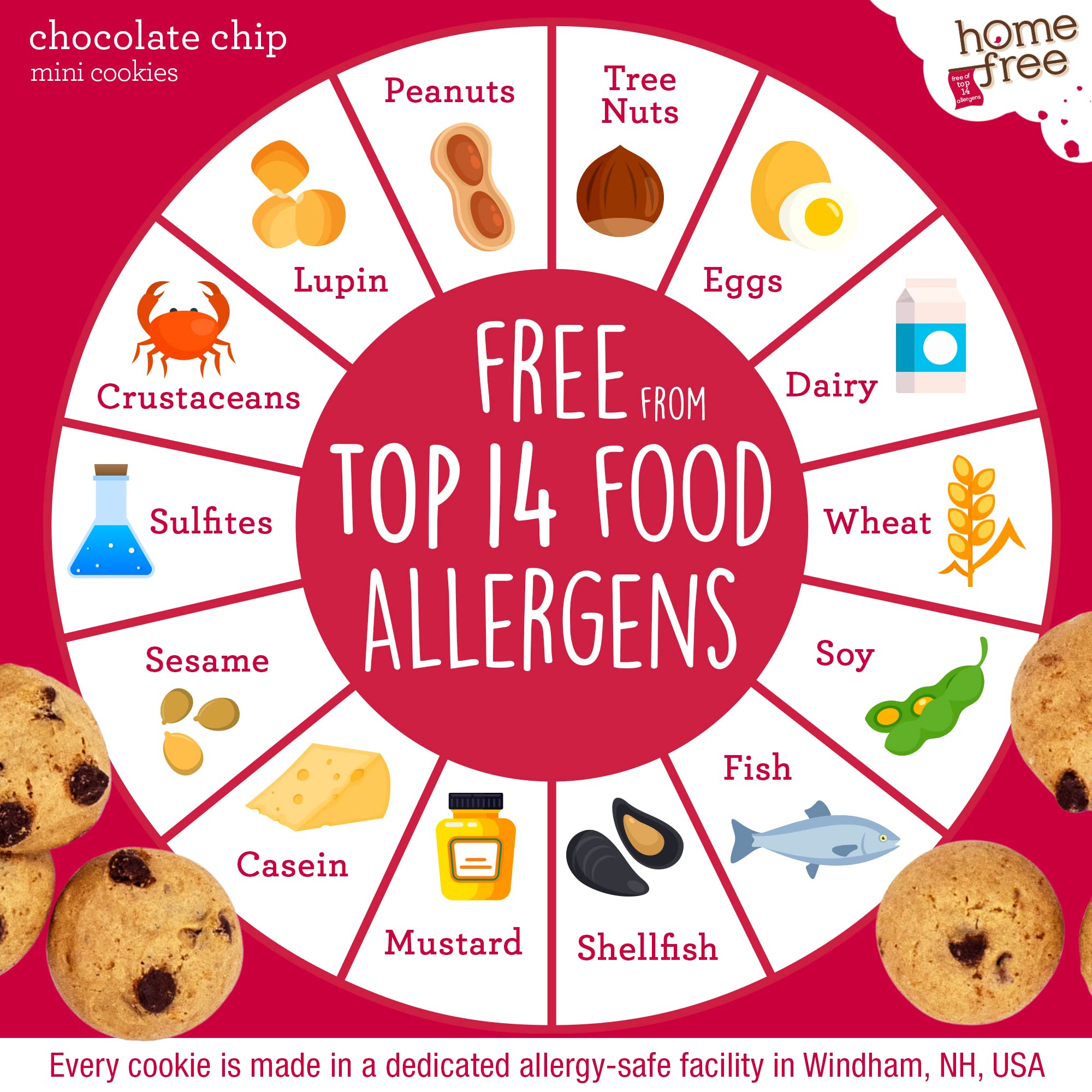 Gluten Free Mini Cookies - Chocolate Chip, 1.1oz Single Serve Pack of 64 | Homefree Trusted Snacks | Perfect for School Lunches, Office Snacks & On-the-Go Treats