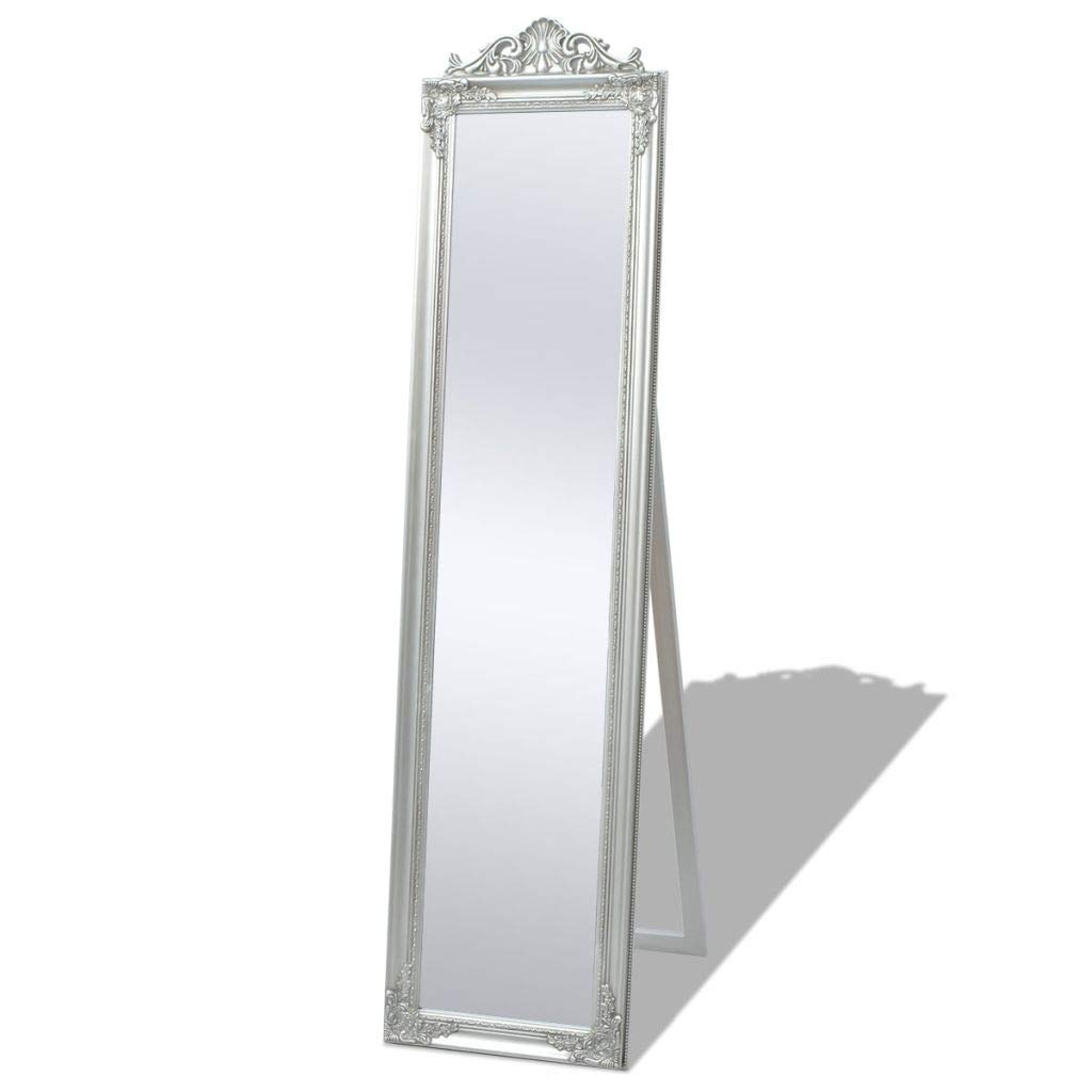 Baroque Style Free-Standing Floor Mirror with Wooden Frame - Vintage Home Decor for Living Room, Bedroom, Bathroom & Playroom - 63