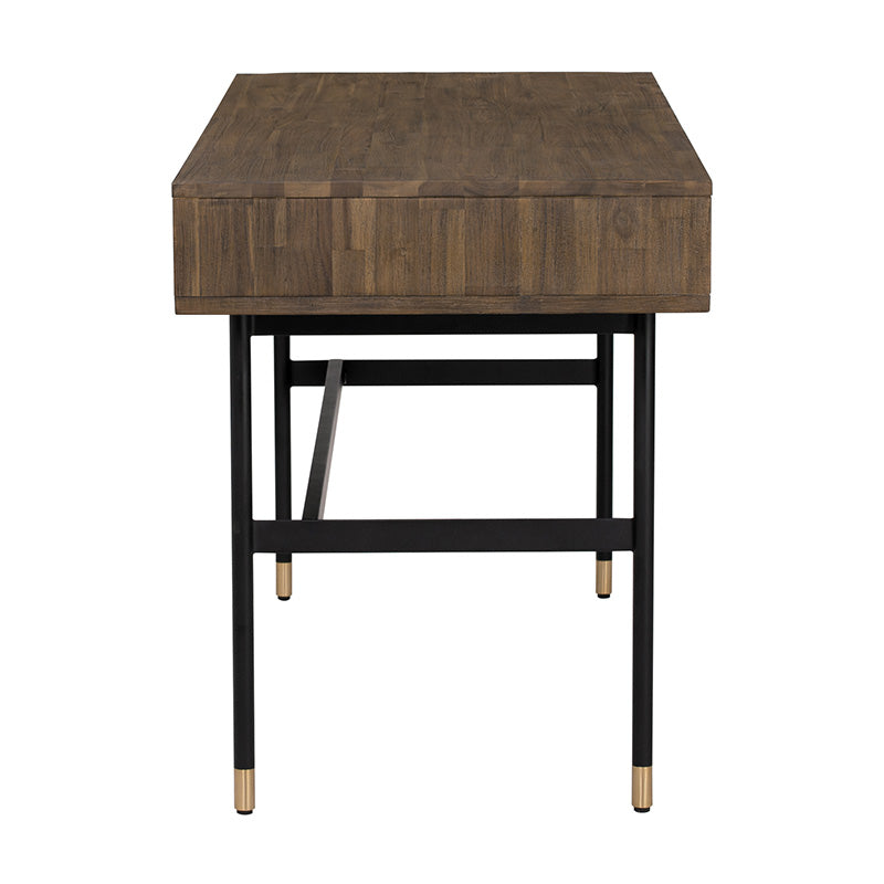 HAMILTON Study Desk 140cm - Solid Oak & Acacia Veneer, Toffee Finish - Perfect for Home Office, Study Room & Small Spaces