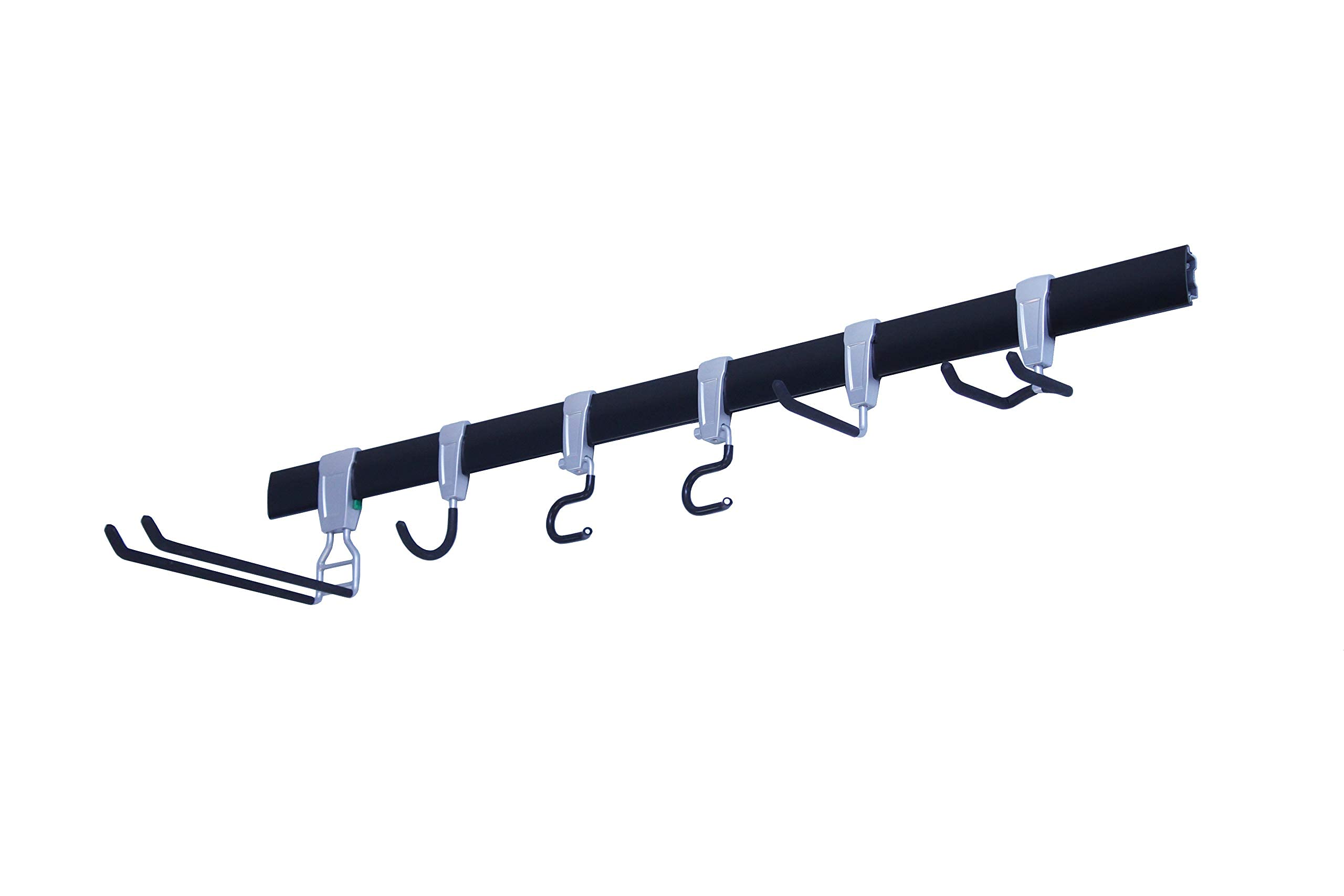 SafeRracks Wall Mounted Sports Gear Organizer - Heavy Duty Utility Storage Rack with 5 Hooks for Bikes, Skateboards & Outdoor Equipment | Perfect for Garage, Basement & Shed Organization