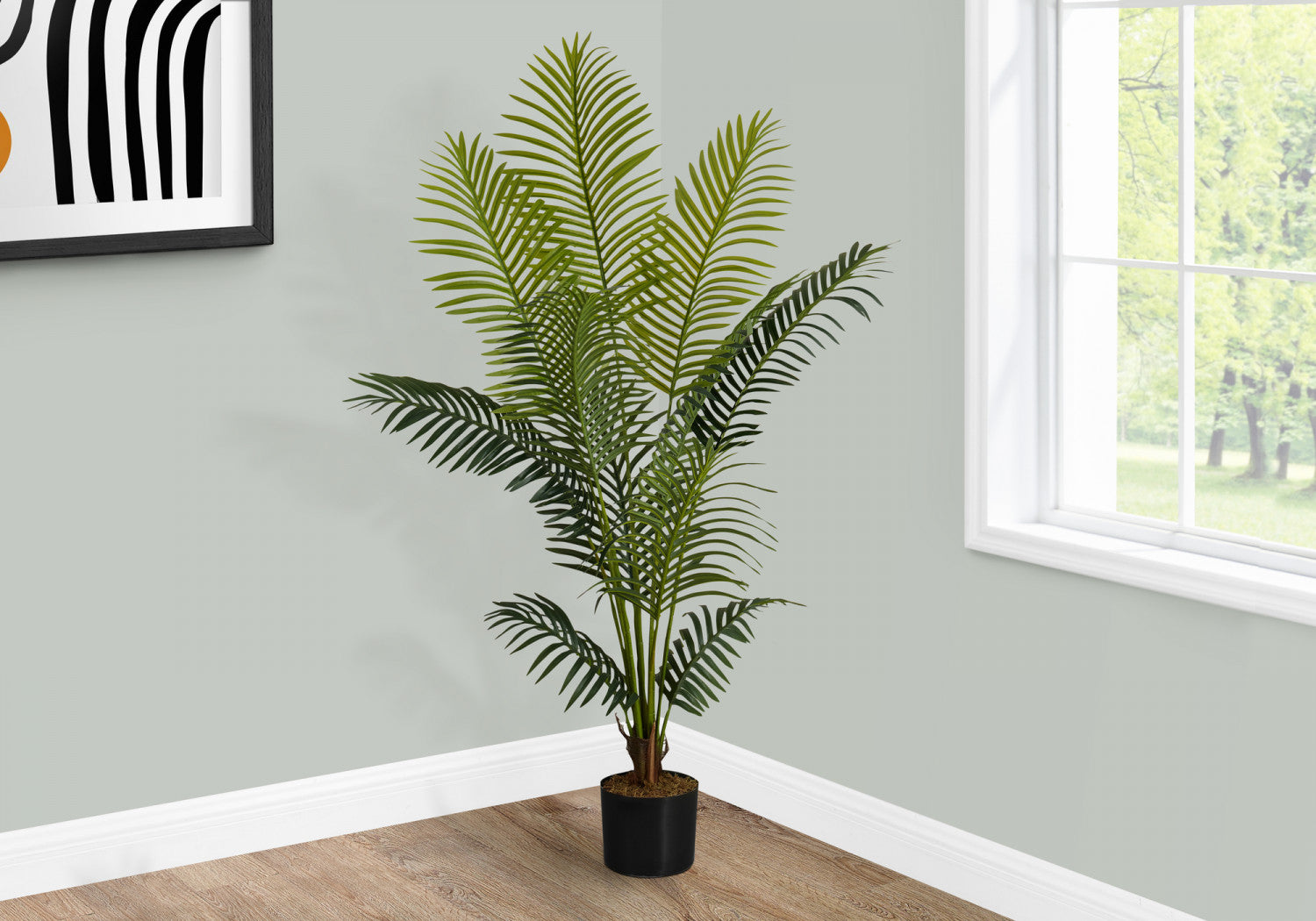 47 Inch Artificial Palm Tree with 5 Black Pots - Realistic Green Faux Plant for Home Decor, Office, Living Room, and Indoor Spaces