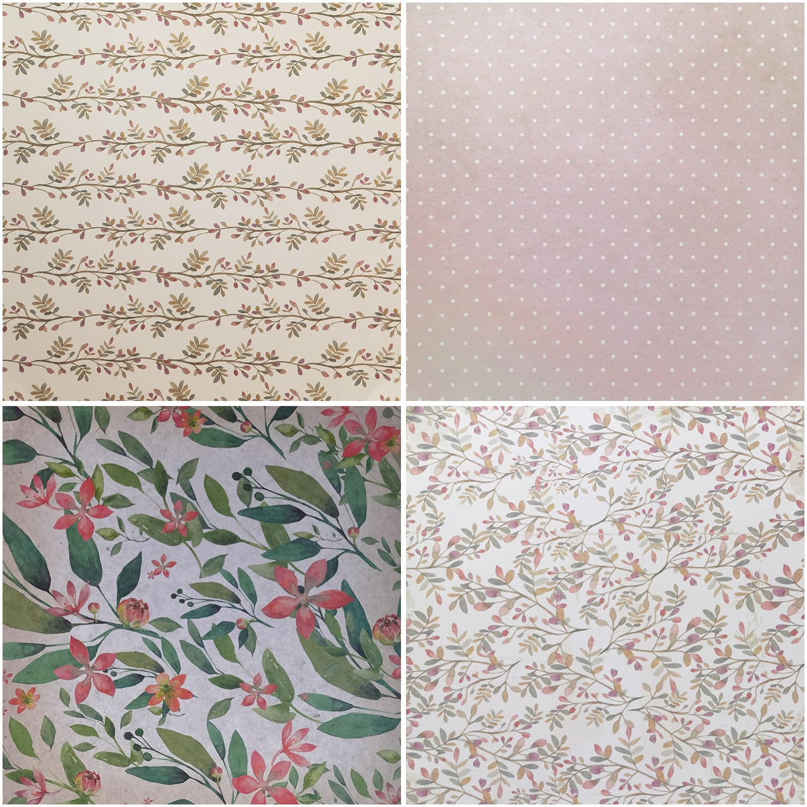 Qililandiy 24 Sheets 12x12 Inch Cardstock Paper - Floral Spring Scrapbook Paper for DIY Crafts, Photo Albums, Card Making | Perfect for Wedding Invitations, Journaling & Home Decor Projects