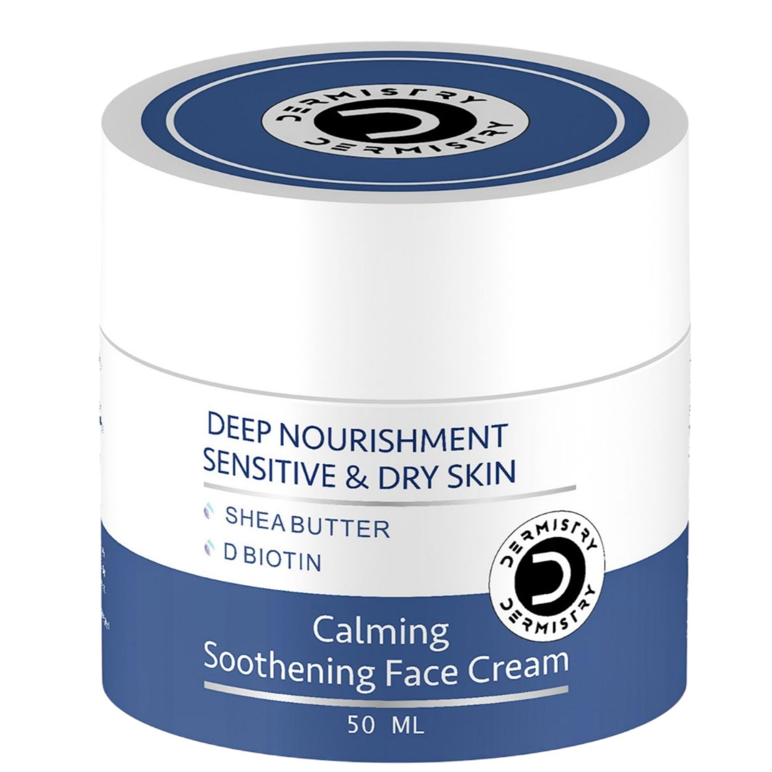 Dermistry Hydrating Face Cream for Sensitive & Dry Skin - Deep Moisturizer with Shea Butter & Hyaluronic Acid - All-Season Glow for Men & Women - 50ml - Perfect for Daily Skincare & Nighttime Hydration Routine