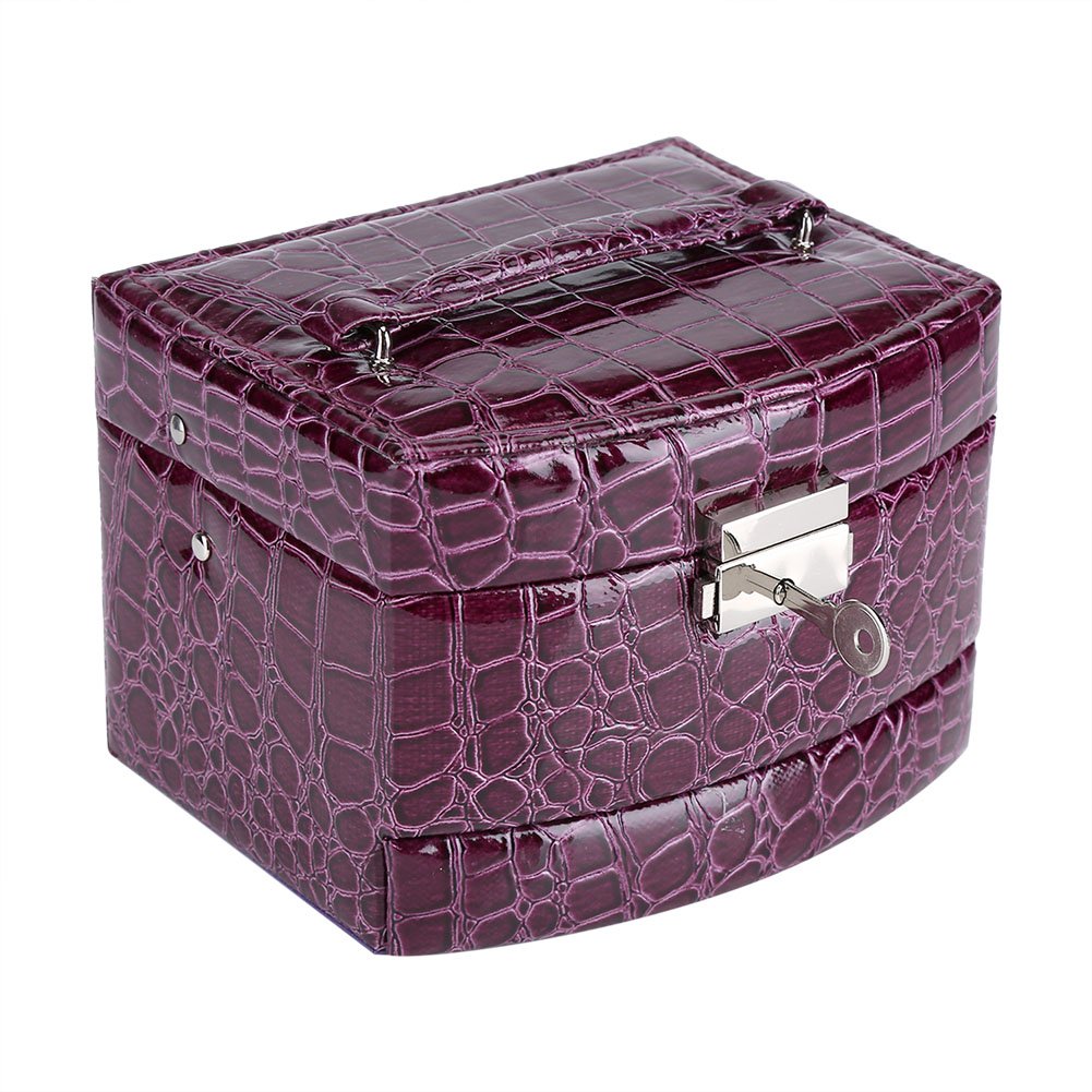 LetCart 3-Layer Jewelry Box for Necklace & Ring Storage - Elegant Purple Jewelry Organizer Case, Perfect Gift for Women & Home Decor Accessories | Ideal for Bedroom, Bathroom & Travel Use