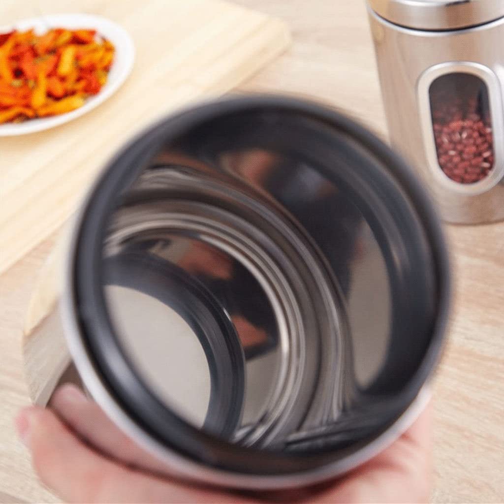 Premium 3-Piece Airtight Kitchen Storage Canisters Set - Stainless Steel & Glass Food Containers for Tea, Coffee, Sugar & Spices | Countertop Organization for Pantry, Baking & Cooking Essentials