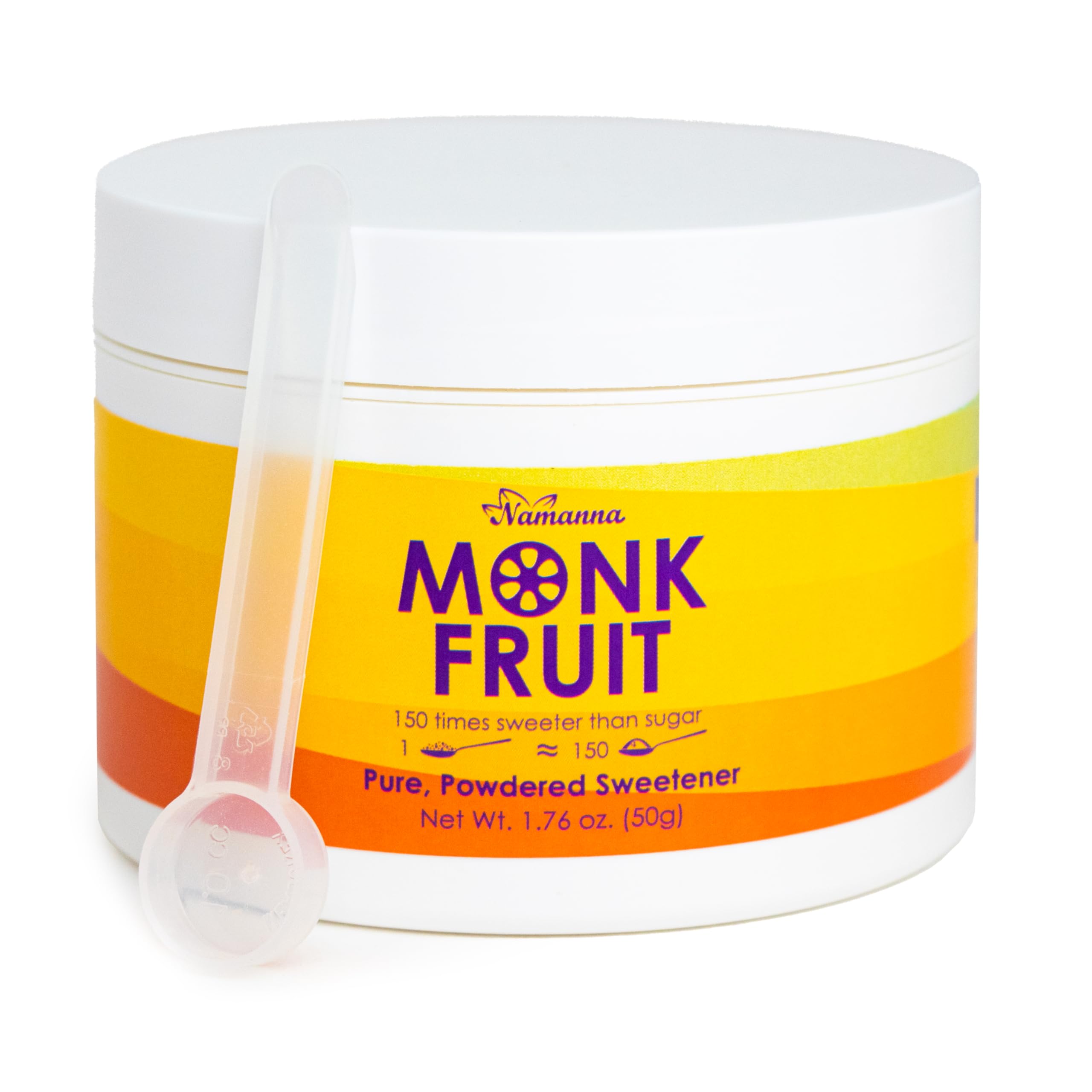 NAMANNA Pure Monk Fruit Sweetener - Zero Calorie, Zero Carb, Keto & Paleo Friendly, 50g (1000 Servings) - Natural Sugar Substitute for Coffee, Tea & Baking | 25% Mogroside V | Gluten-Free & Non-GMO