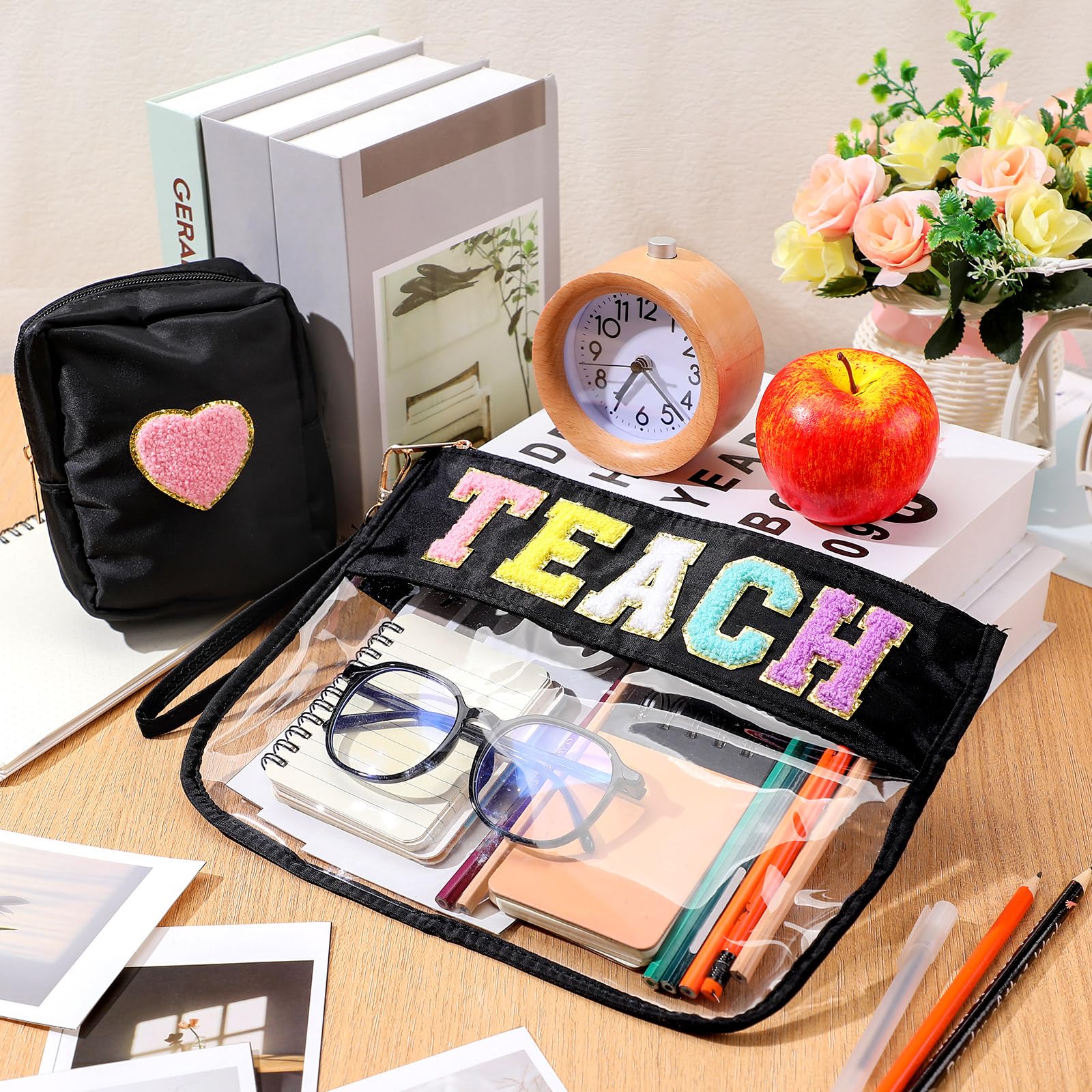 Hillban 2-Pack Teacher Pencil Pouch - Waterproof Cosmetic & Toiletry Bag for Travel, School, Gifts
