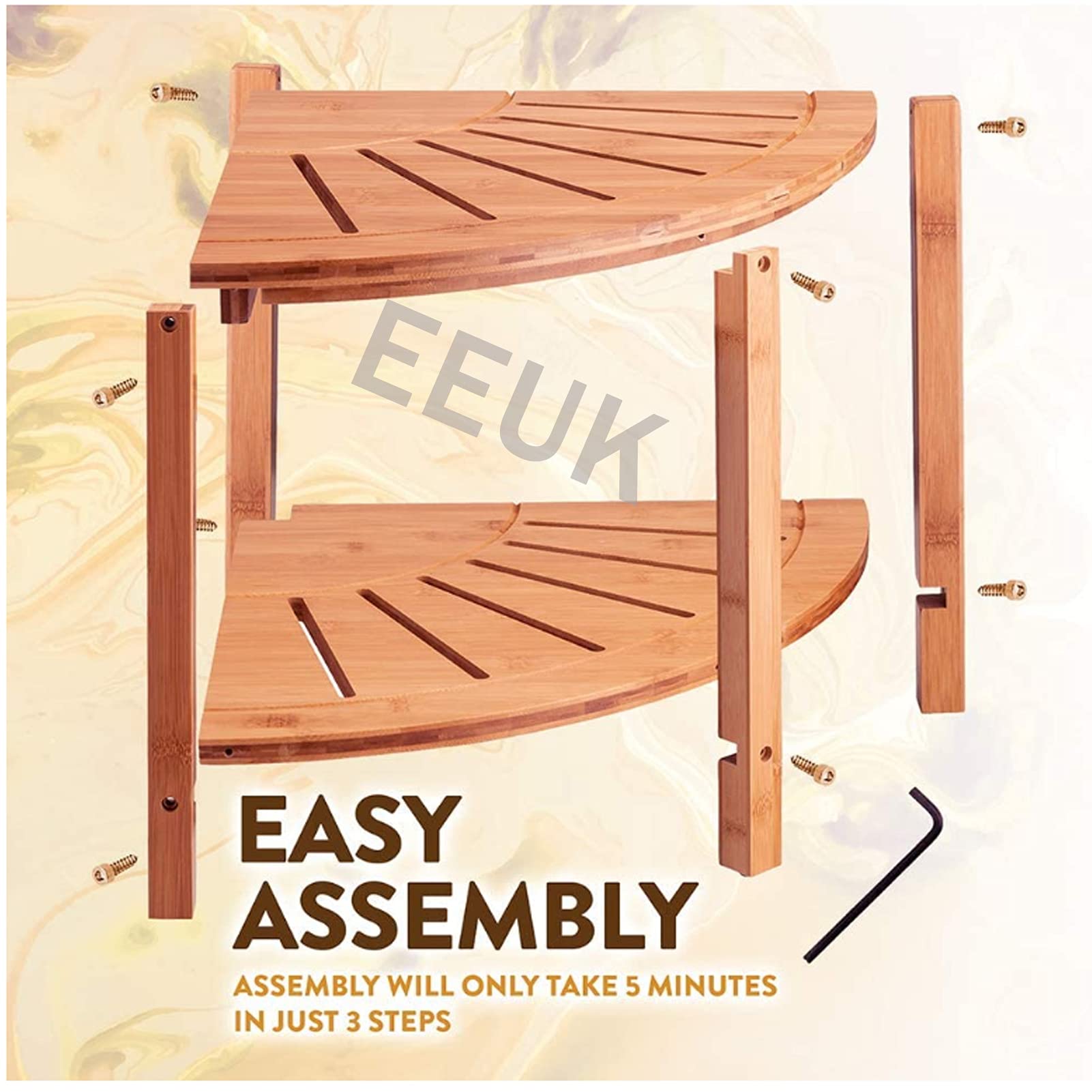 Premium Bamboo Shower Stool with Shelf - Non-Slip Spa Bench for Bathroom, Bedroom & Garden - Perfect as Shaving Stool, Foot Rest & Towel Rack (Natural Wood Seat with Anti-Skid Feet) - Ideal for Relaxation, Pedicures & Bathroom Organization