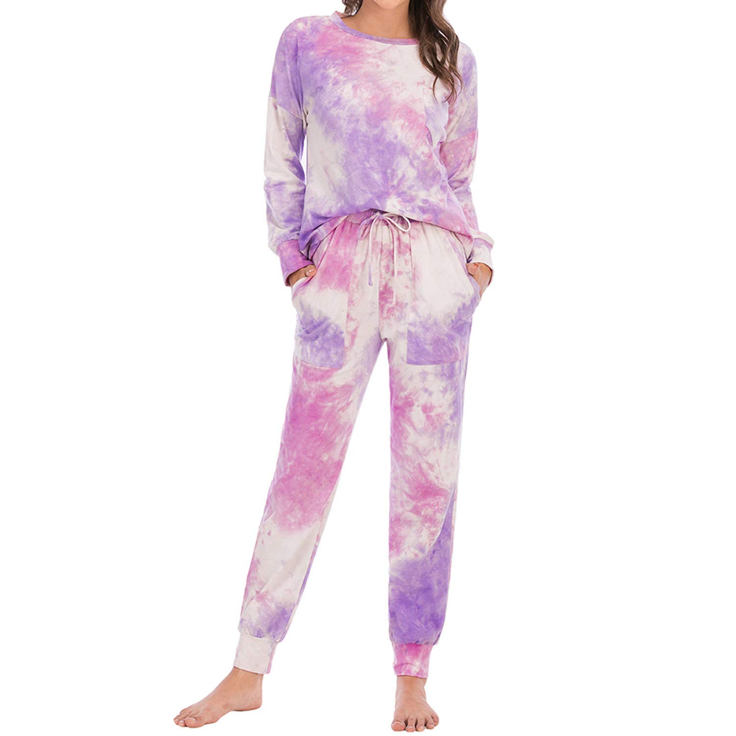 Lu's Chic Women's 2-Piece Cotton Pajama Set with Pockets - Cozy Loungewear for Home Relaxation