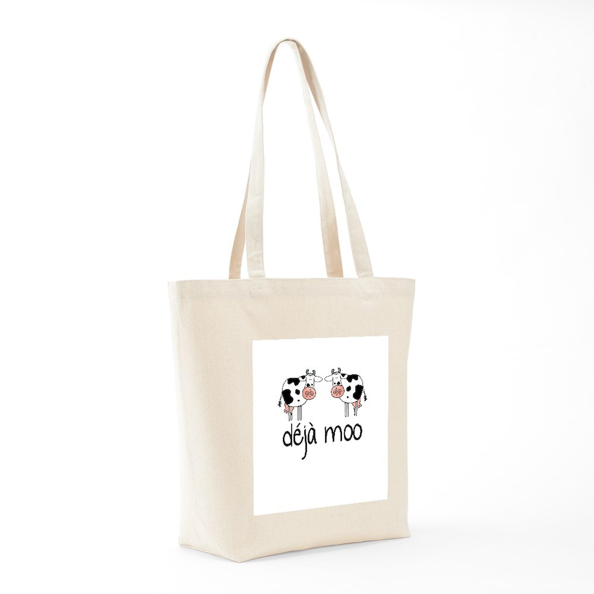 Déjà Moo Natural Canvas Tote Bag - Eco-Friendly Reusable Grocery Shopping Bag for Women & Men | Perfect for Farmers Market, Beach Trips & Daily Errands