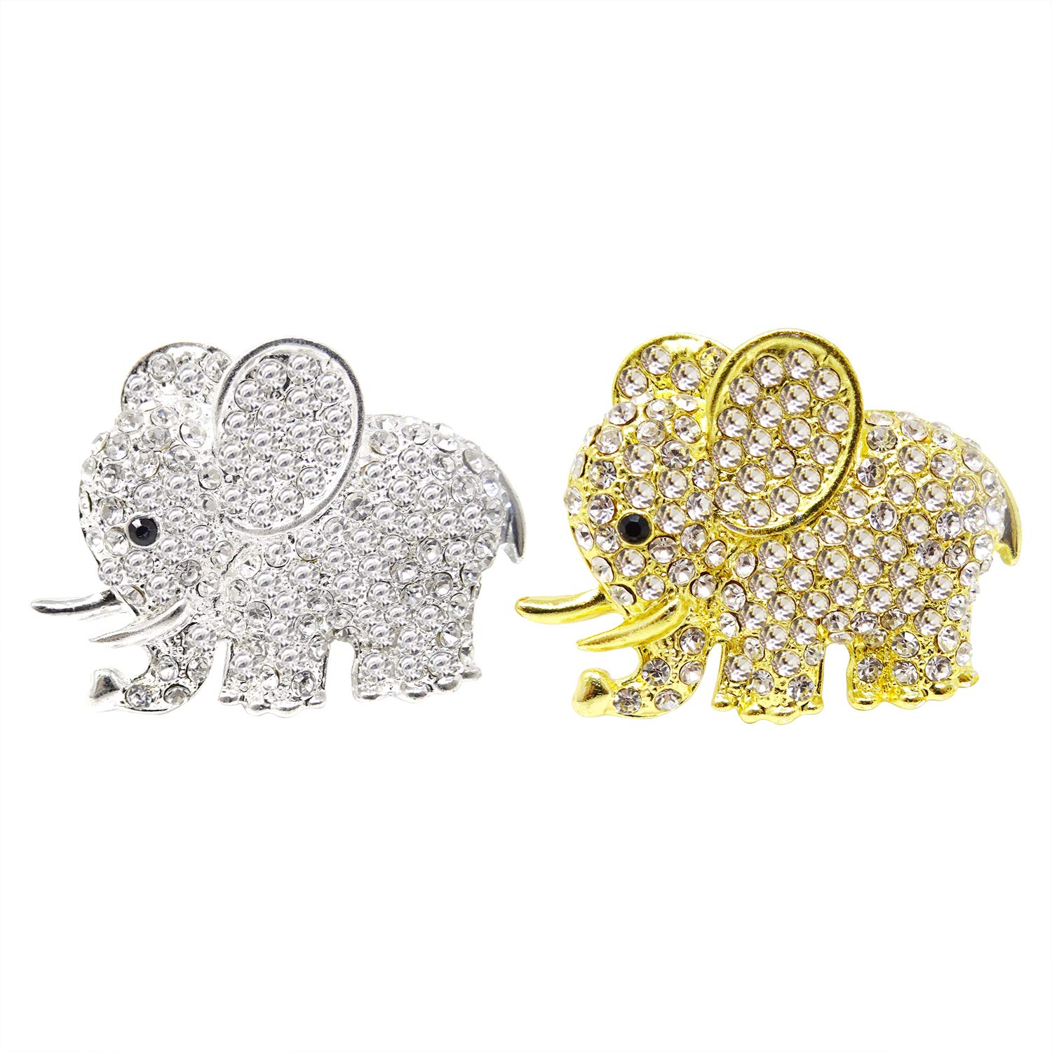 Honbay 2PCS Rhinestone Elephant Car Air Vent Clips - Gold & Silver Car Air Freshener Decorations for Auto, Truck, SUV - Perfect for Gifts, Travel & Home Fragrance