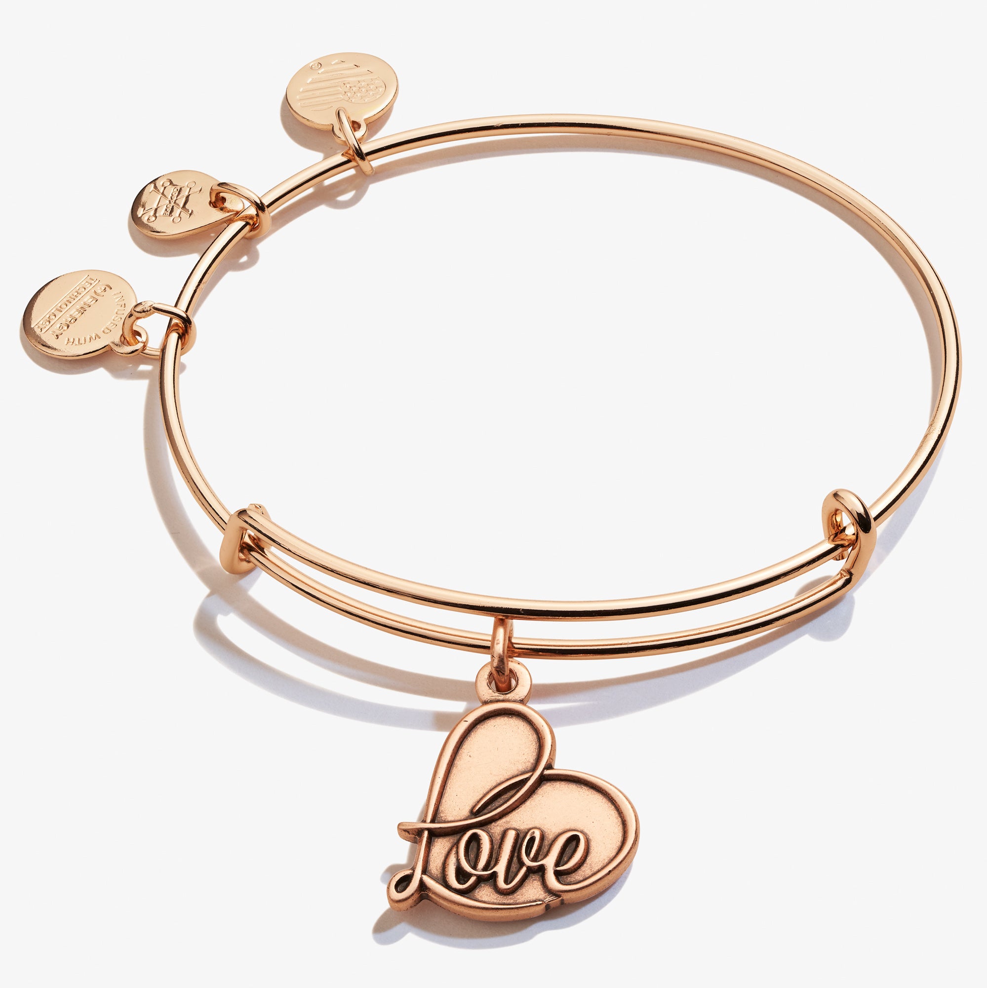 Love Charm Bangle Bracelet - Sterling Silver Adjustable Romantic Jewelry Gift for Women - Perfect for Valentine's Day, Anniversary & Special Occasions