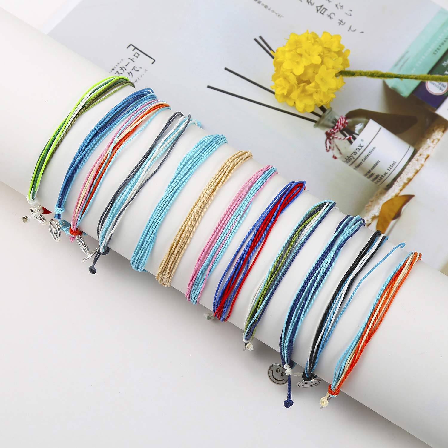 Starain Adjustable Braided Surf Bracelets for Women - Waterproof Boho Handmade Wave Bracelet Set - Perfect for Beach, Surfing, Yoga & Summer Fashion Accessories