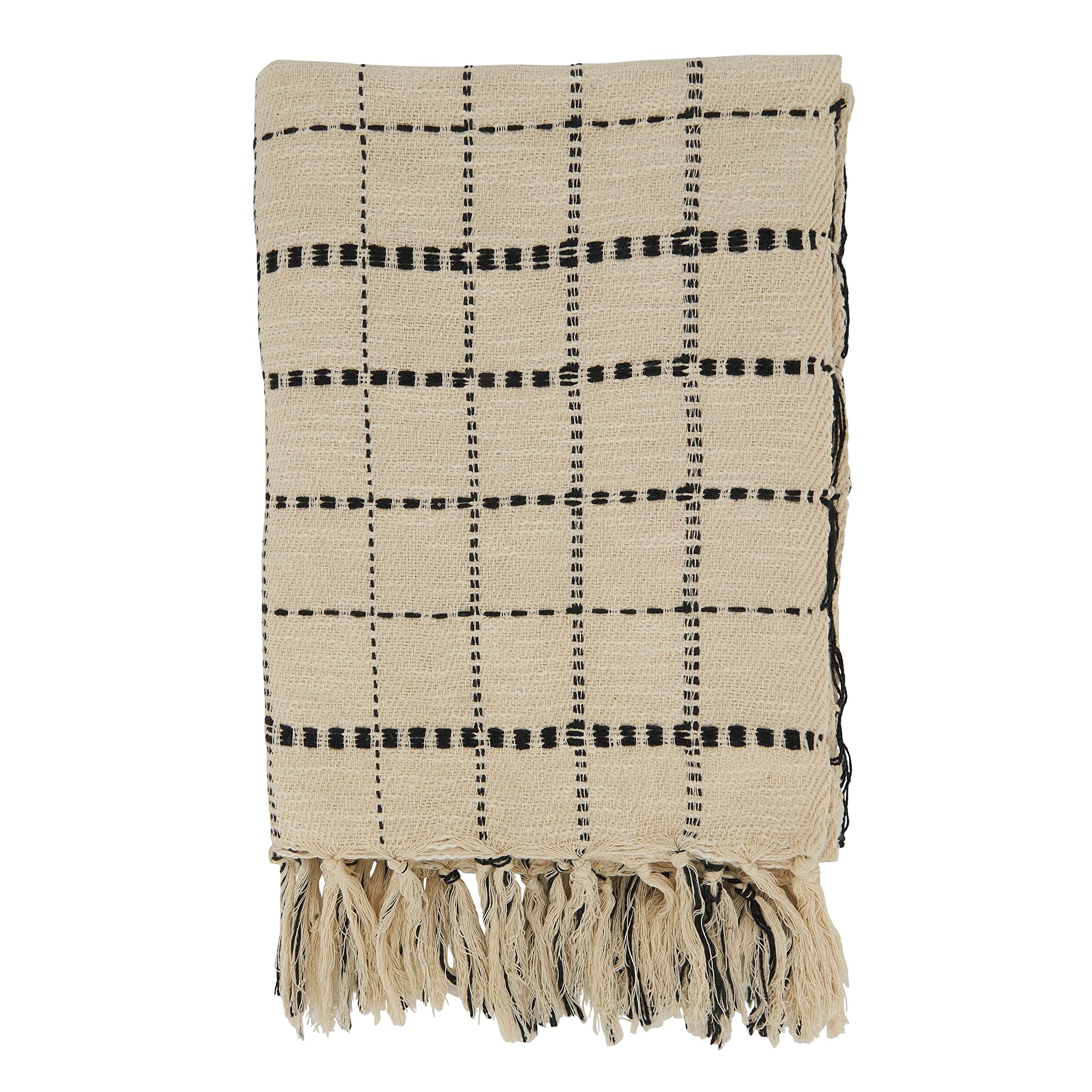 SARO LIFESTYLE Soft Box Stitch Throw Blanket - Cozy Fleece Blanket for Couch, Bed & Travel - Perfect for Winter, Gifts & Home Decor