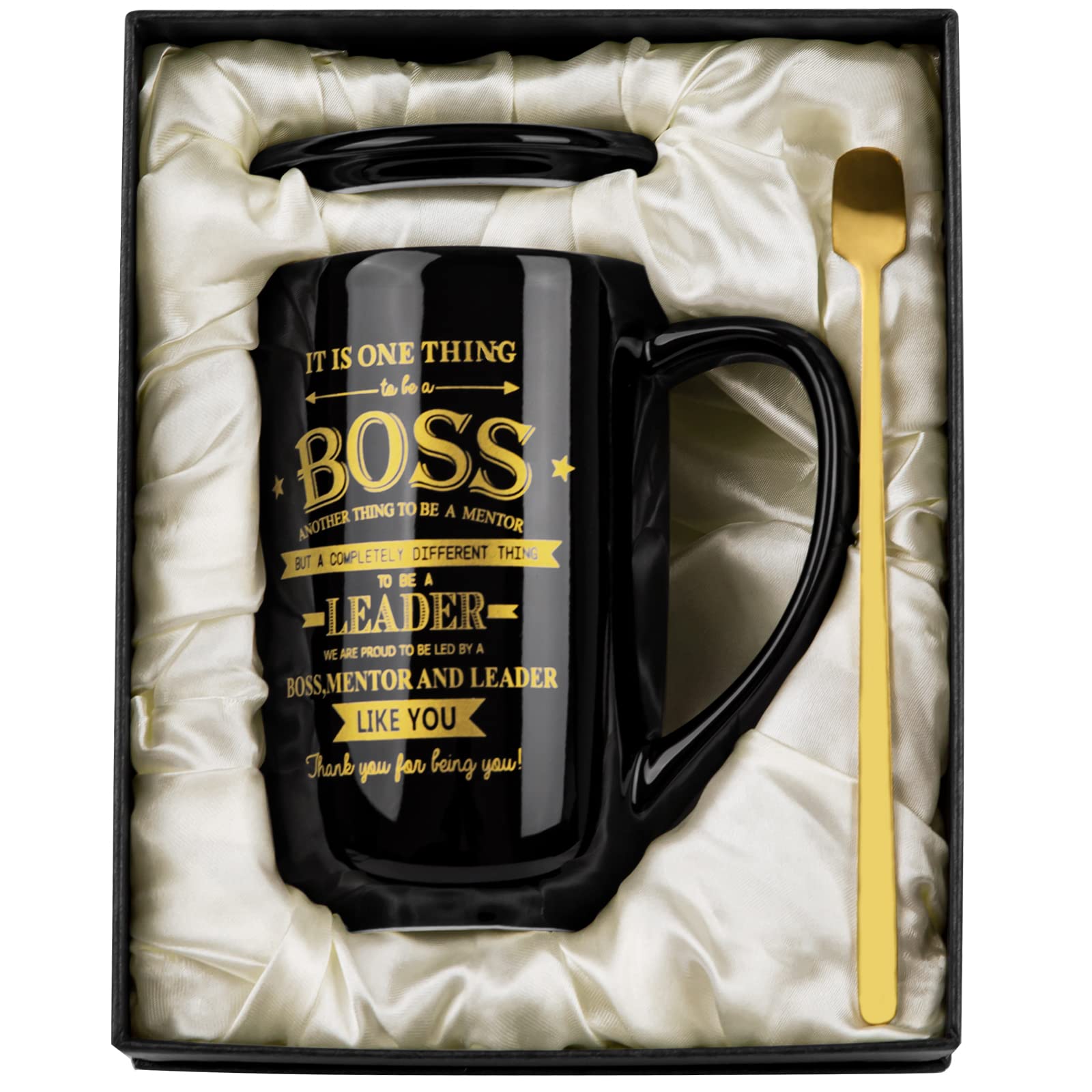 Premium 18 Oz Large Porcelain Boss Mug - Best Gift for Boss, Mentor, Leader - Perfect for Boss Day, Birthday, Farewell & Valentine's Day - Office Gift Ideas for Men & Women - Ideal for Coffee, Tea & Workplace Motivation