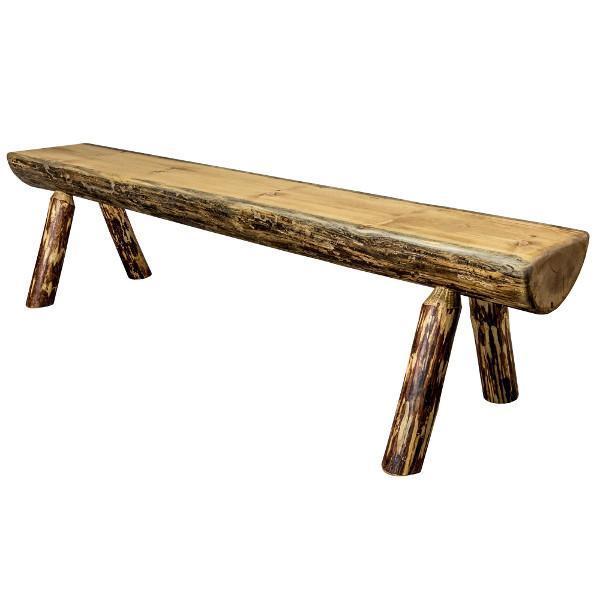 Rustic Half Log Plank Bench - Natural Wood Outdoor Seating for Garden, Patio, and Backyard Decor - Perfect for Camping, Picnics, and Relaxation