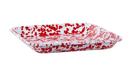 Premium Red Swirl Non-Stick Square Baking Sheet 10.5 Inch - Heavy Duty Cookie Pan for Baking, Roasting & Air Frying - Perfect for Cookies, Pizza, Vegetables & Party Snacks